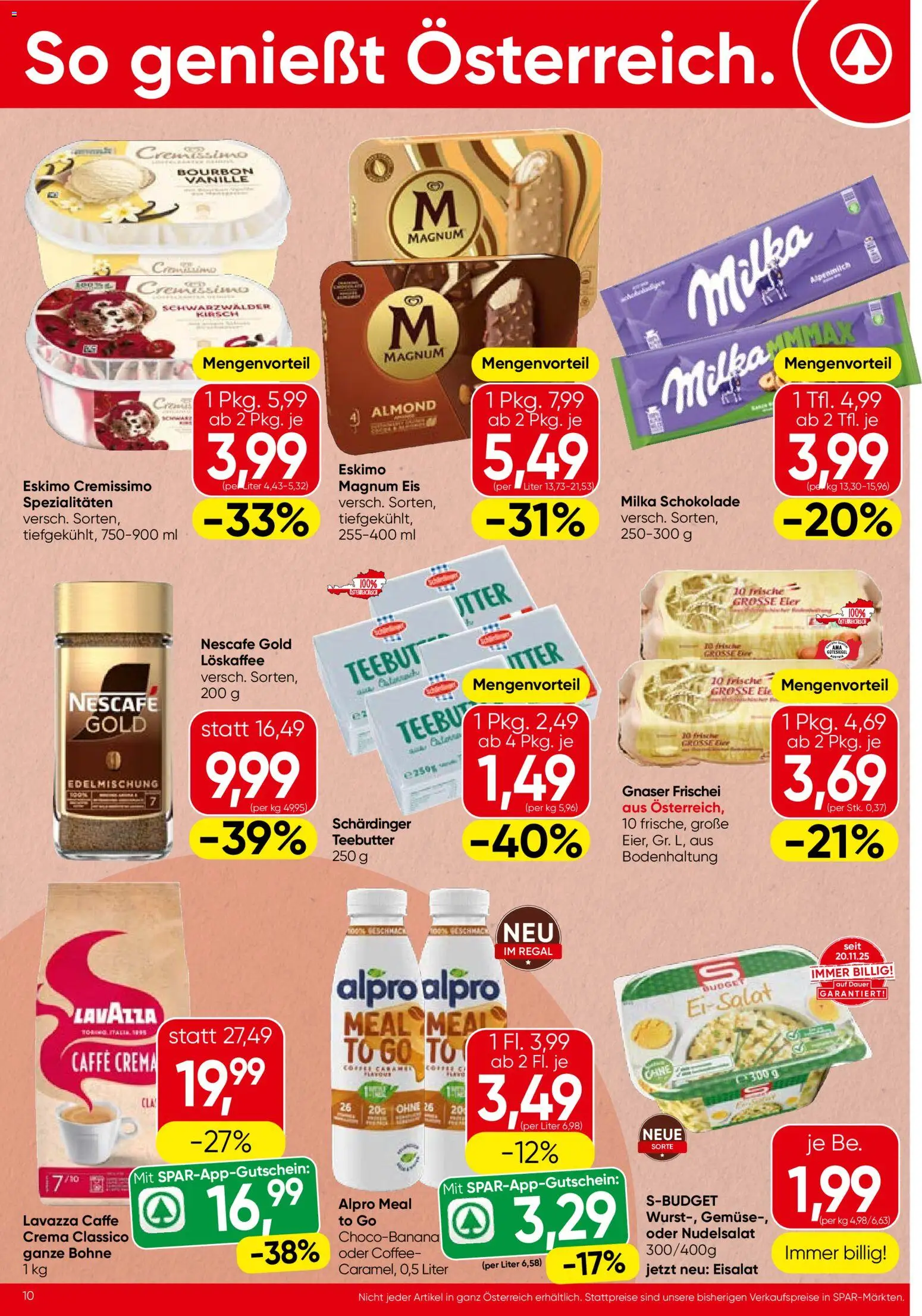 Spar Flugblatt - Salzburg gültig ab 25.06.2026 | Seite: 10 | Produkte: Gemüse, Eier, Schokolade, Bourbon