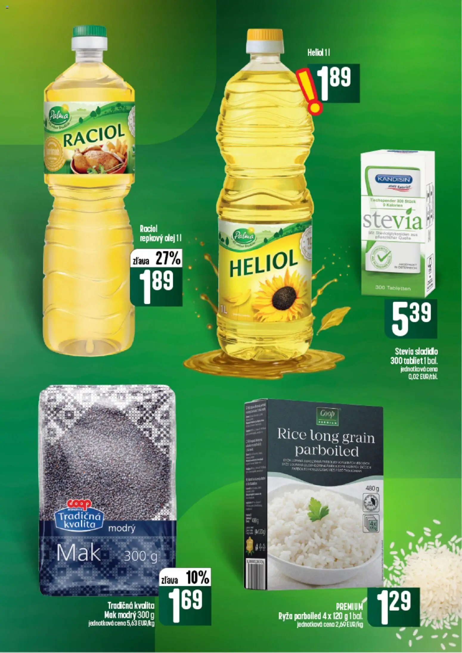 Nové COOP Jednota akcie – leták je platný od 24.09.2026 | Strana: 33 | Produkty: Olej, Ryža, Ryža parboiled, Mak