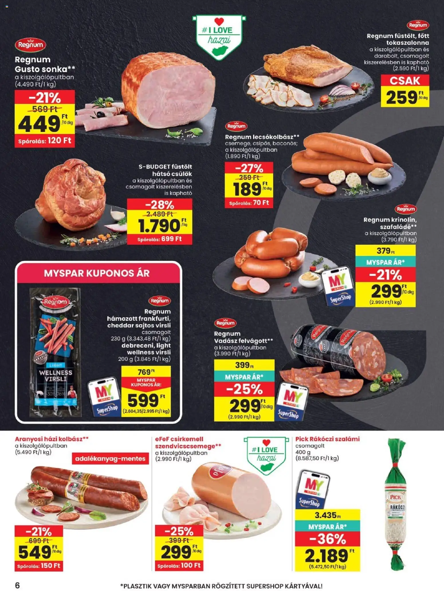 Spar akciós ujság - amely érvényes a következő dátumtól: 14.05.2026 | Oldal: 6 | Termékek: Virsli, Rákóczi szalámi, Felvágott, Csirkemell