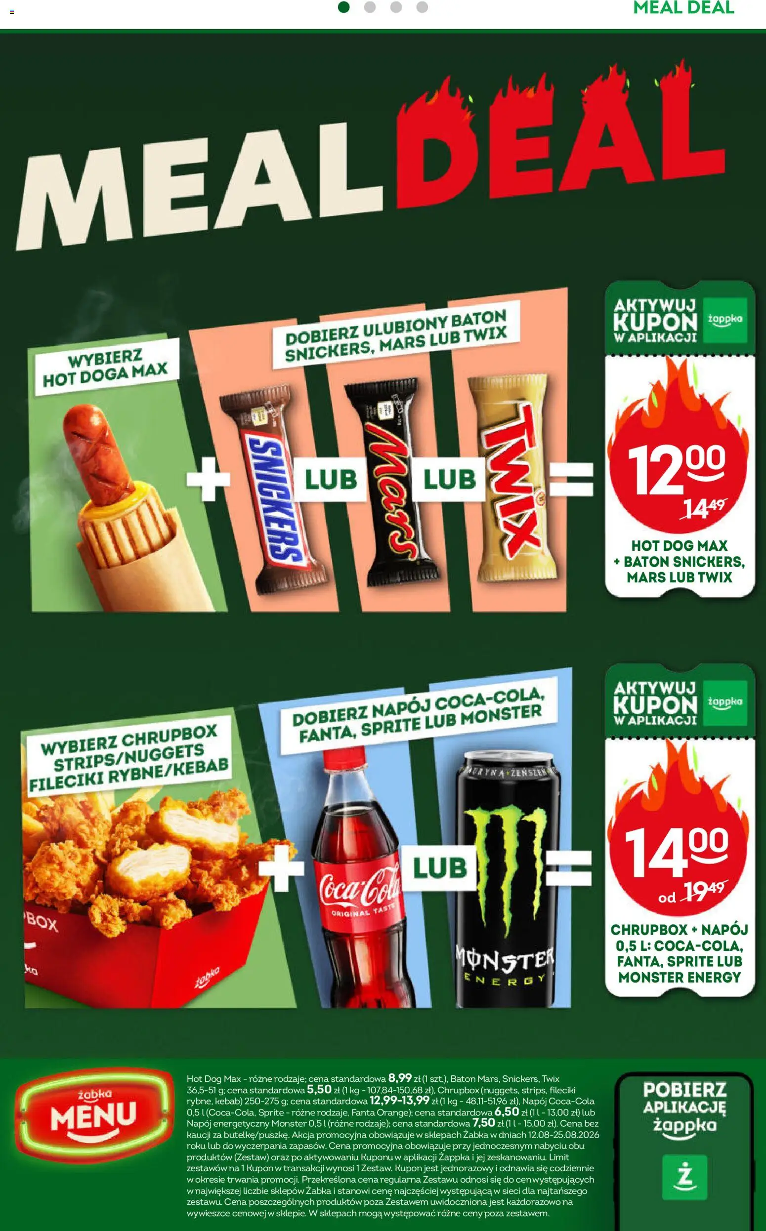 Żabka gazetka od 12.08.2026 | Strona: 64 | Produkty: Kebab, Napój energetyczny, Baton, Hot dog