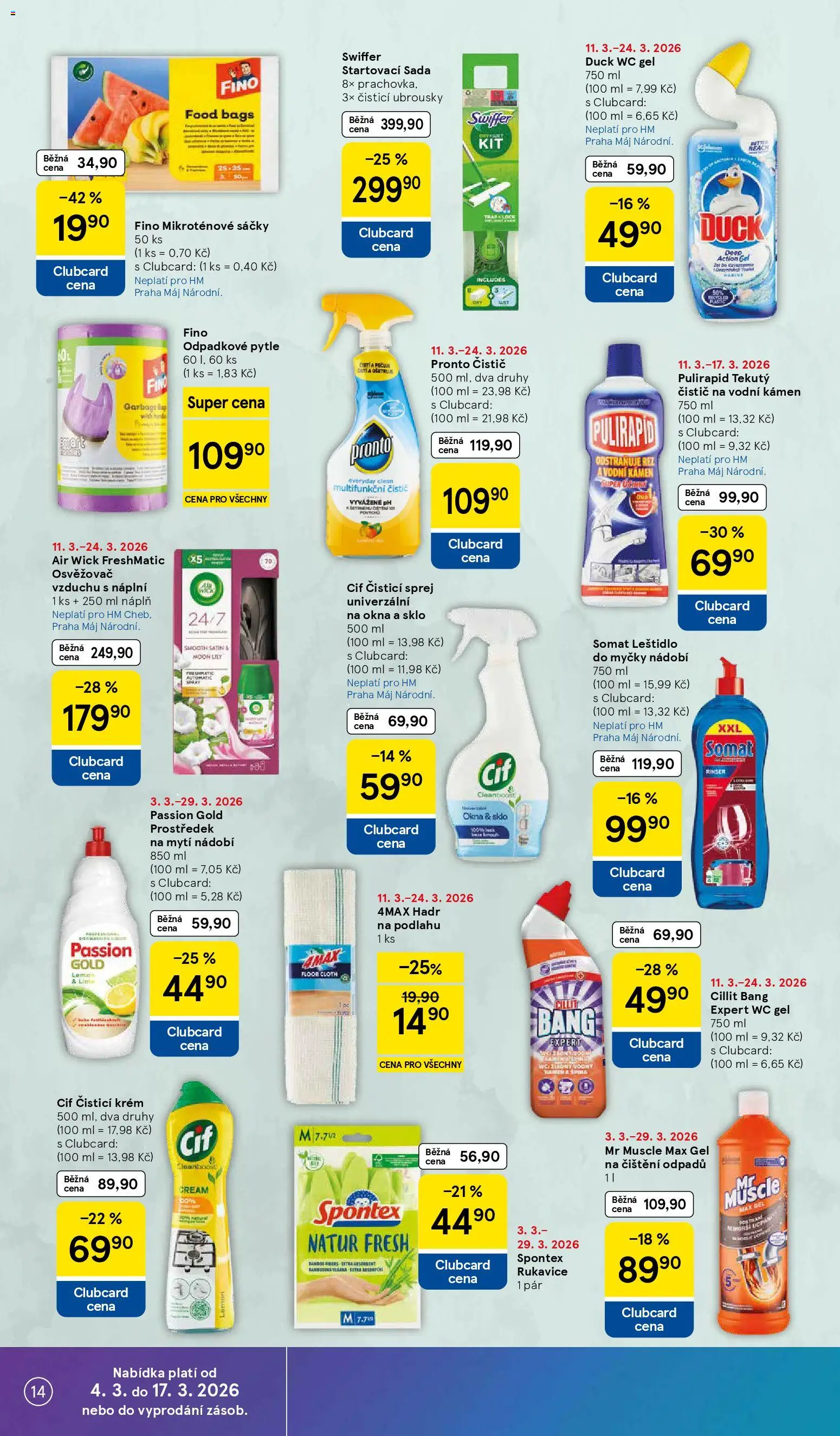 Tesco leták - Hypermarket od 11.03.2026 | Strana: 14 | Produkty: Prostředek na mytí nádobí, Nádobí, Cif, Osvěžovač vzduchu