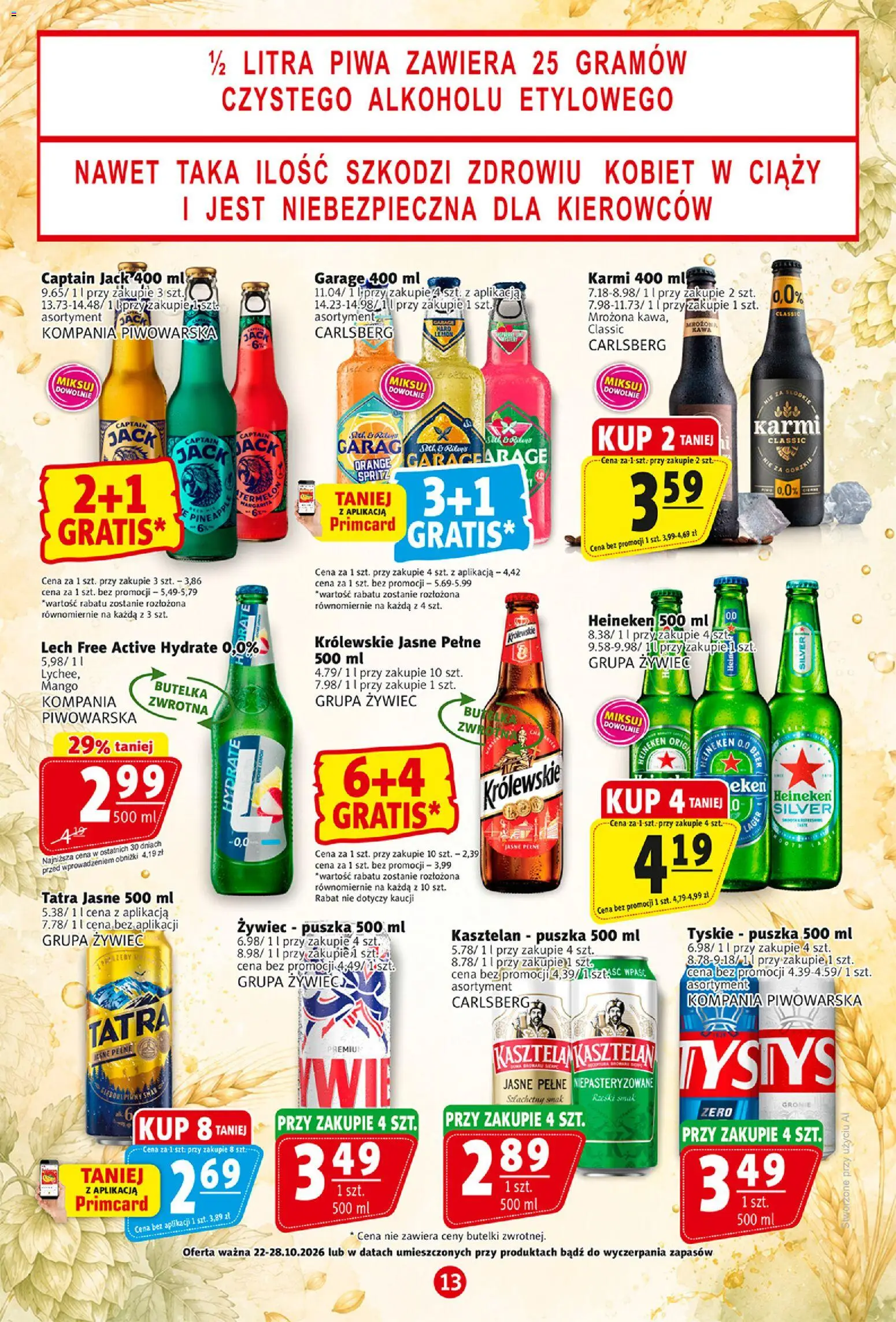 Prim Market gazetka od 22.10.2026 | Strona: 13 | Produkty: Mango, Lech, Tyskie, Heineken