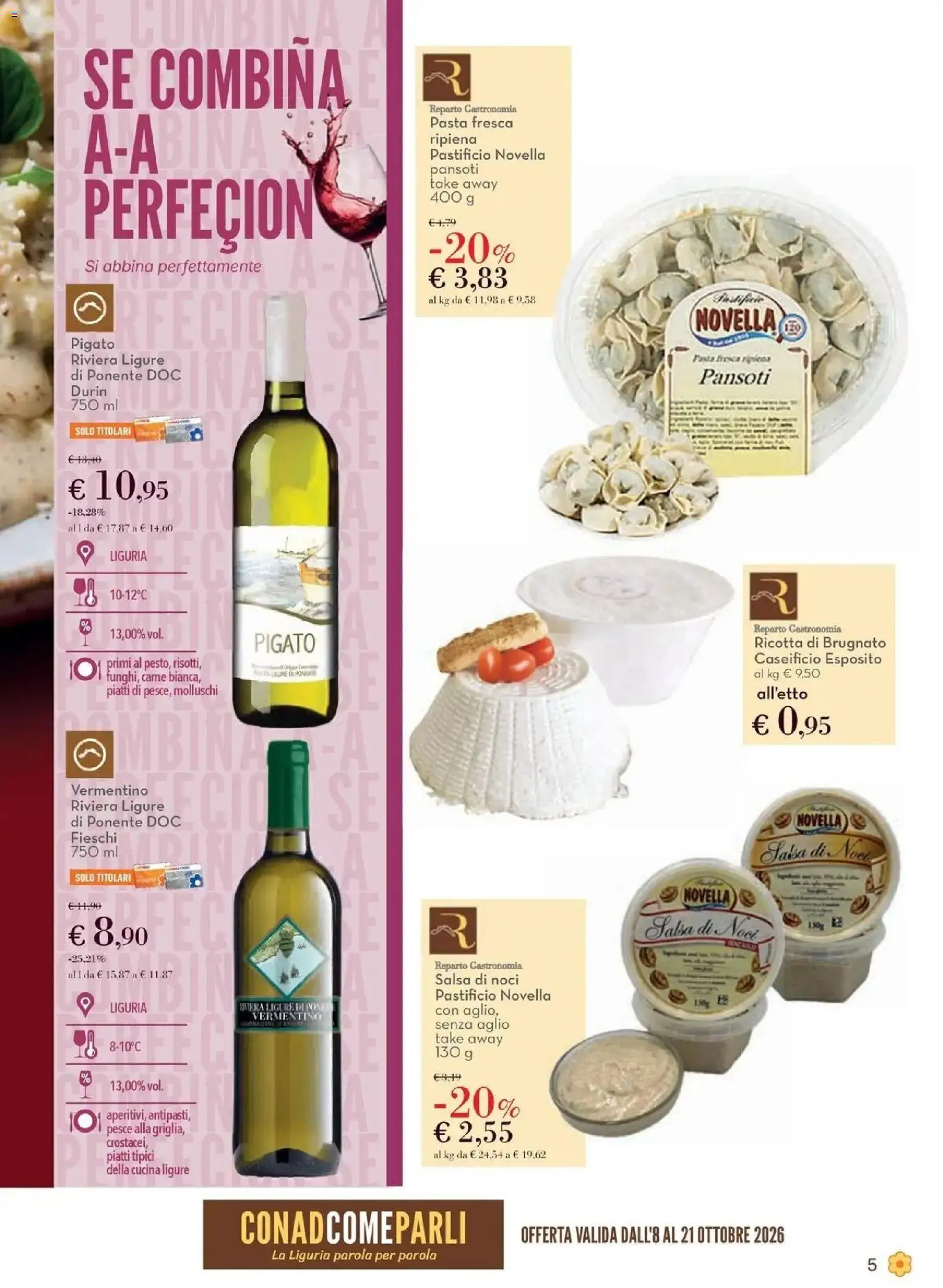 Anteprima volantino Conad dal 08/10/2026 prossima settimana | Pagina: 5 | Prodotti: Pesce, Pasta, Carne, Ricotta
