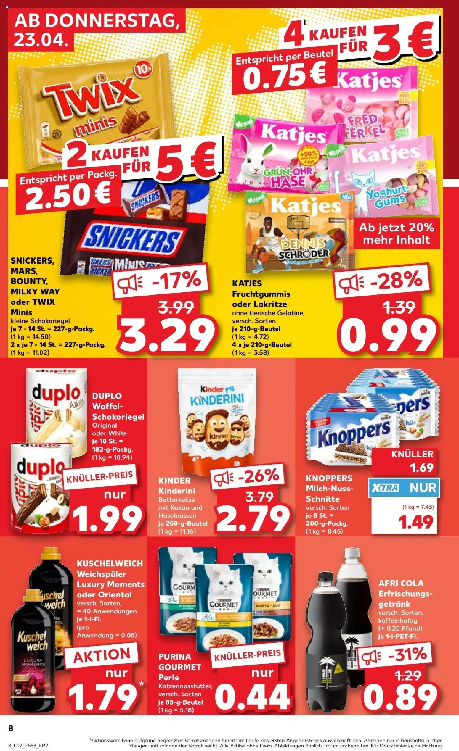 Kaufland Prospekt Ettlingen	 – gültig ab 20.04.2026 | Seite: 20 | Produkte: Kuschelweich, Snickers, Twix, Knoppers