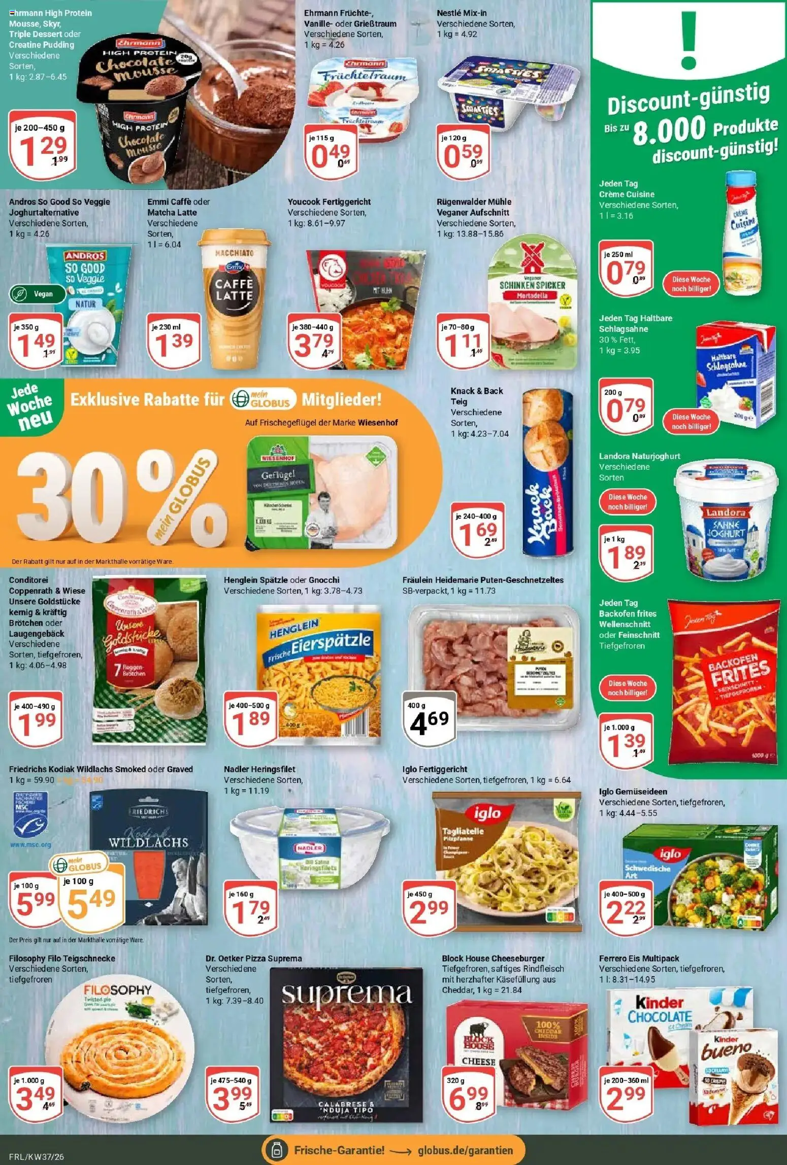 Globus Prospekt Freilassing – gültig ab 07.09.2026 | Seite: 14 | Produkte: Schlagsahne, Creme, Schinken, Eis
