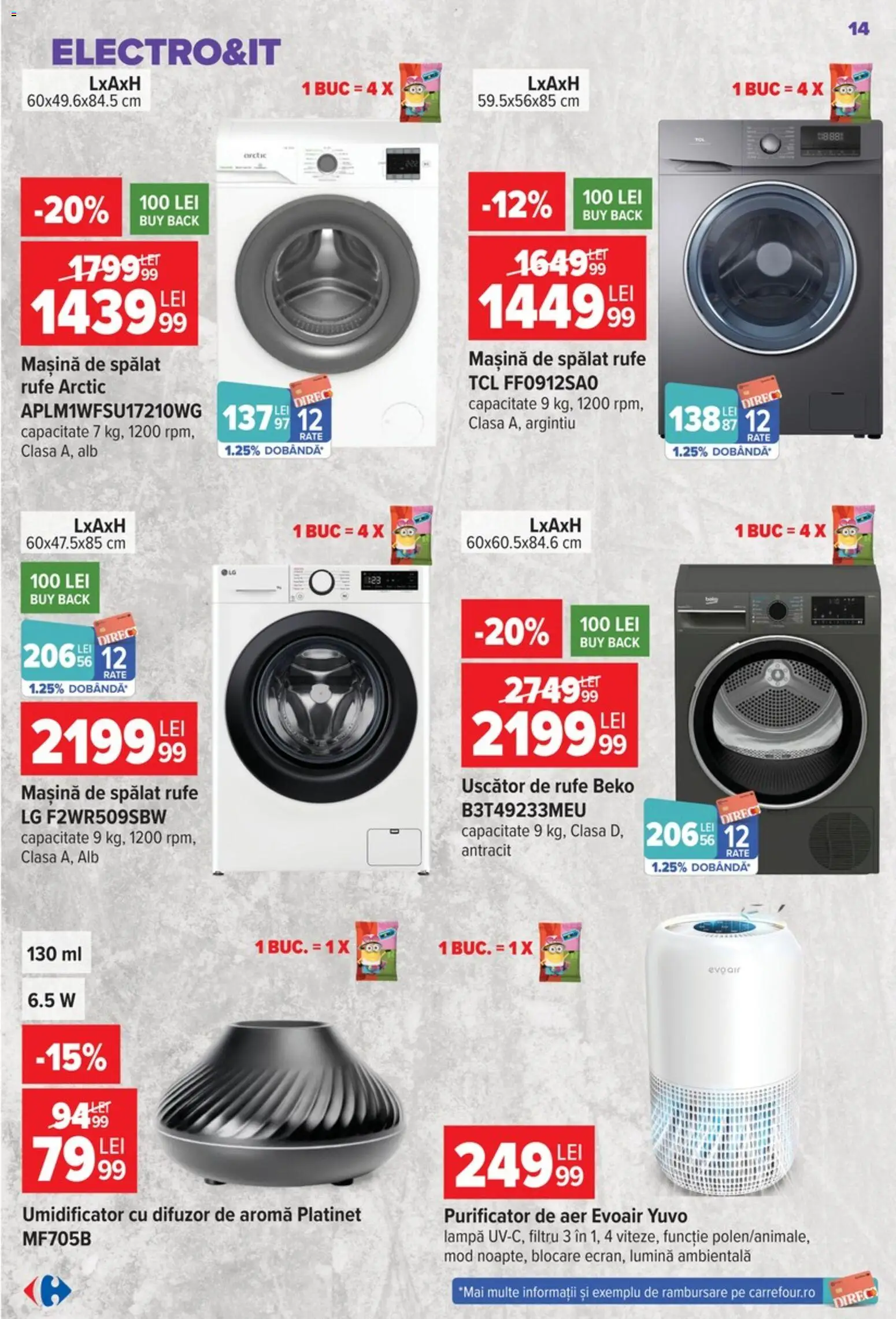 Noul catalog Carrefour – valabil de la 09.09.2026 | Pagină: 14 | Produse: Lumină, Purificator De Aer, Uscător de Rufe, Lampă