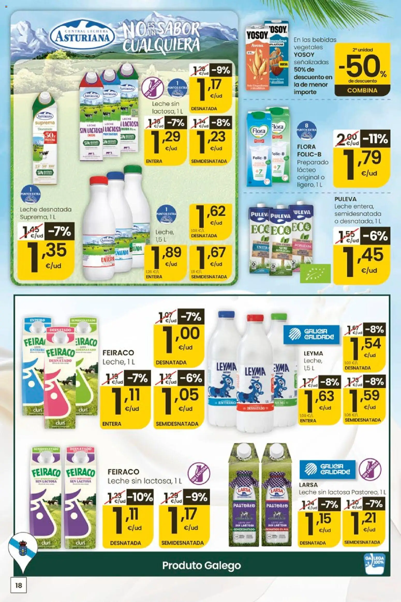 Eroski Ofertóns de verán │ válido desde el 11.06.2026 | Página: 18 | Productos: Leche desnatada, Leche sin lactosa, Leche