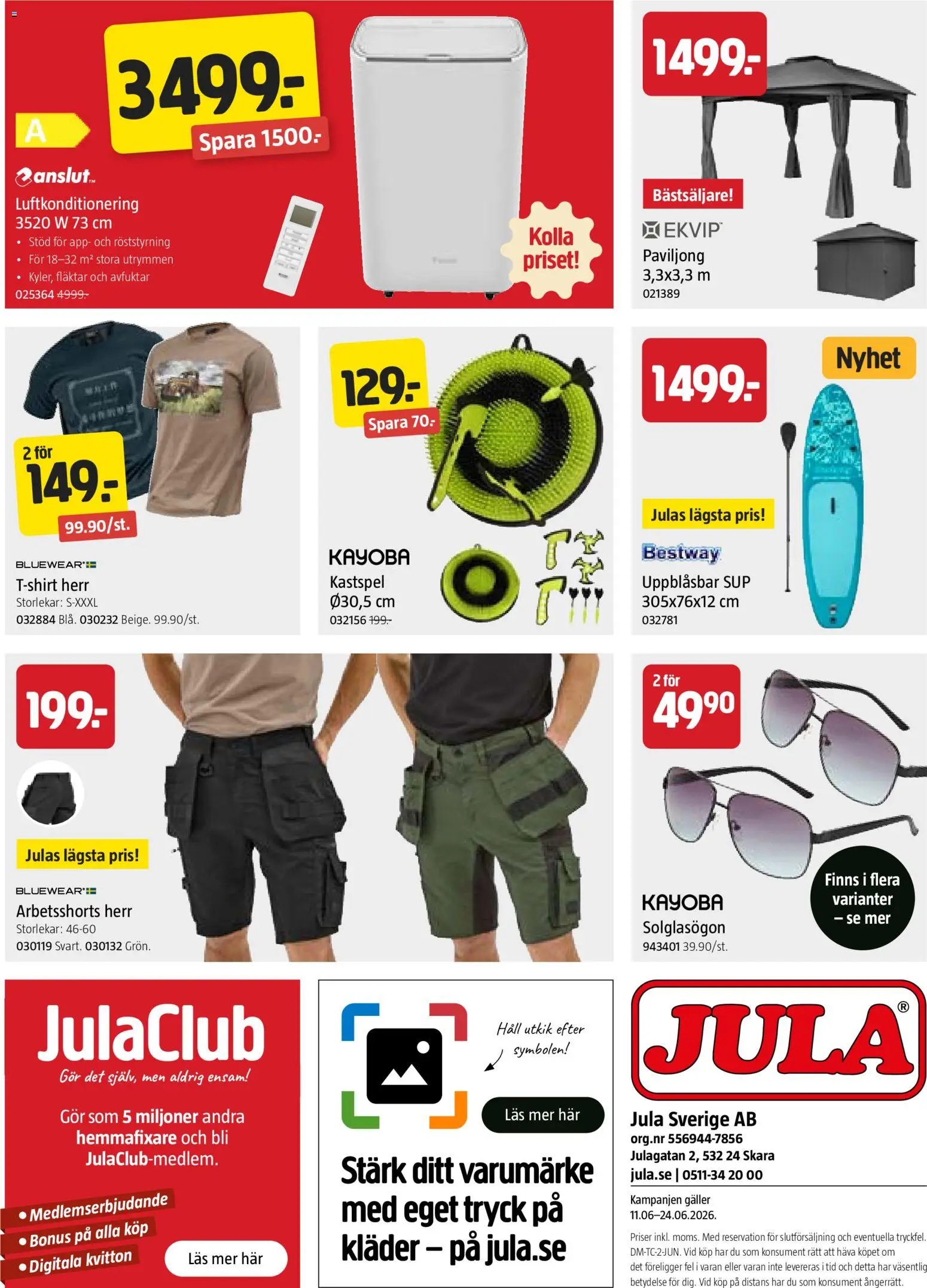 Jula reklamblad aktuell från 11.06.2026 | Sida: 10 | Produkter: Luftkonditionering, Galler, Kläder, Häll