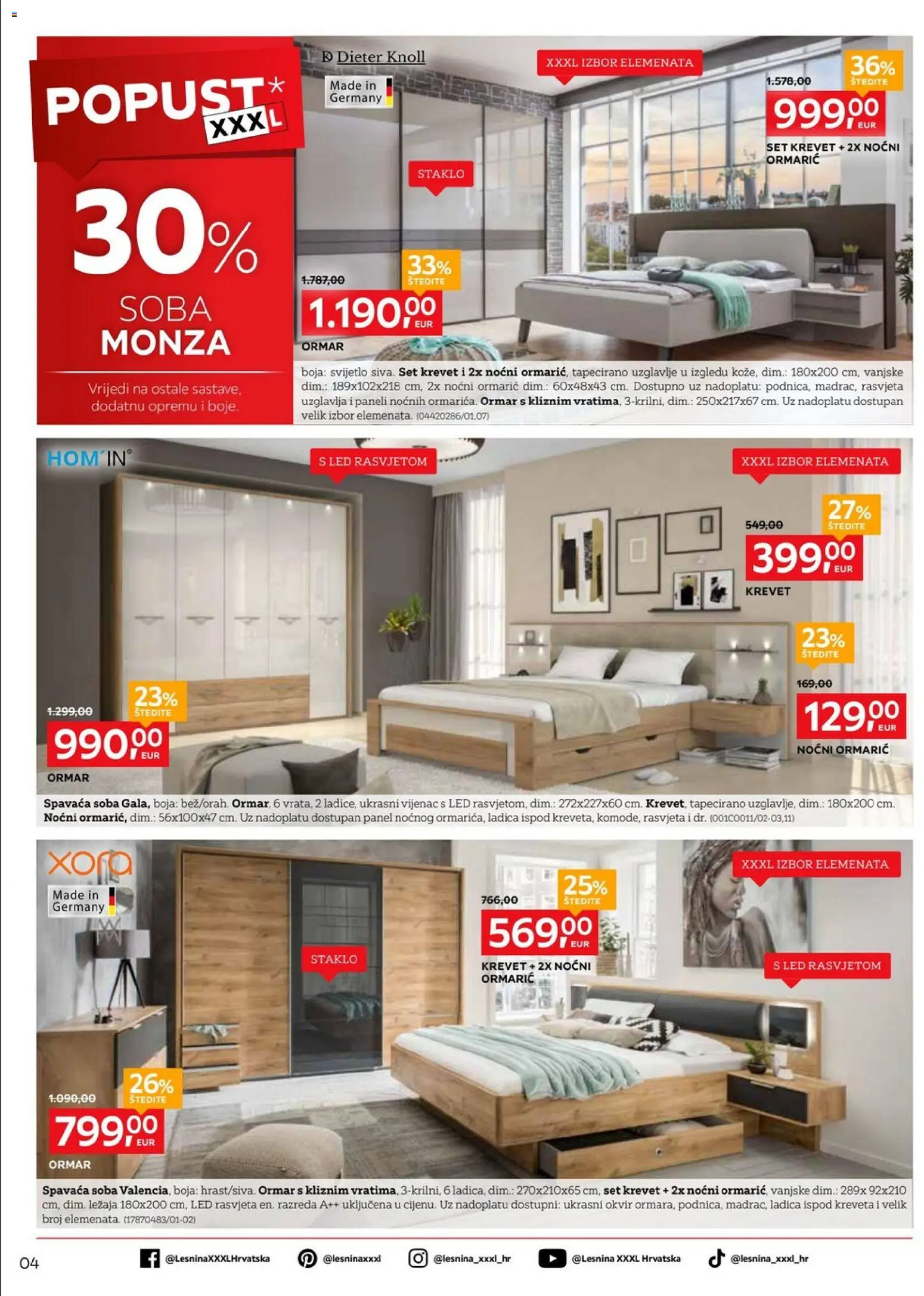 Lesnina katalog | vrijedi od 03.08.2026 | Stranica: 4 | Proizvodi: Krevet, Ormar, Noćni ormarić, Rasvjeta
