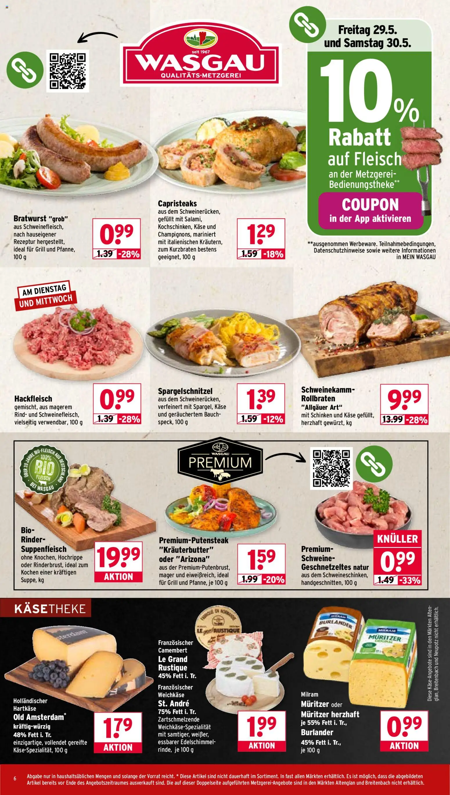 Wasgau Prospekt – gültig ab 26.05.2026 | Seite: 6 | Produkte: Kräuterbutter, Milram, Fleisch, Hackfleisch