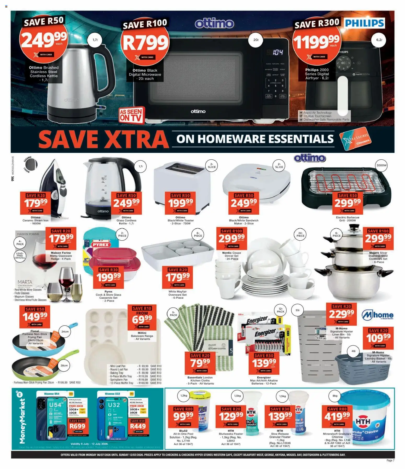 New Checkers catalogue – valid from 06/07/2026 | Page: 7 | Products: Glasses, Kettle, Microwave, Cookware
