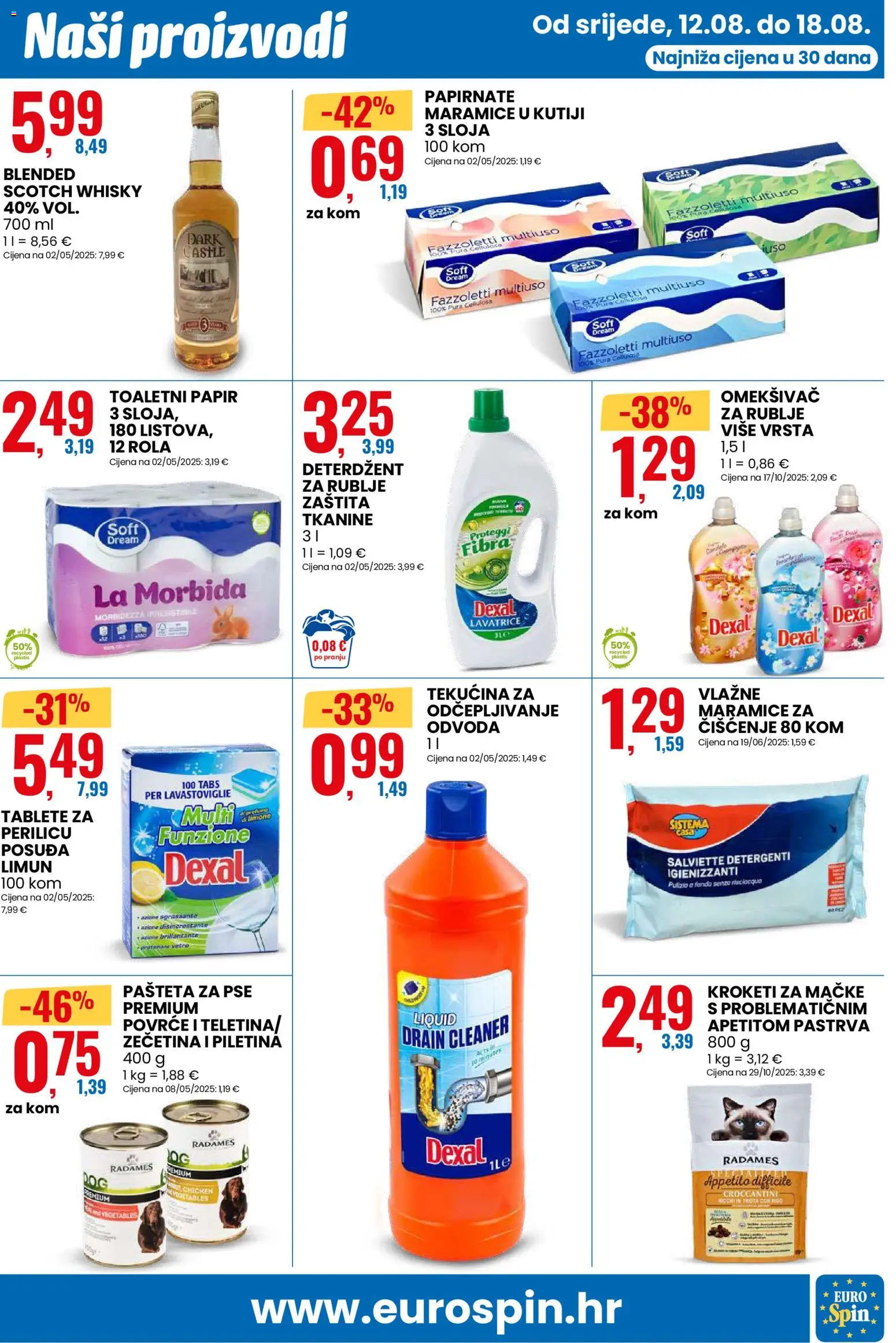 Eurospin katalog | vrijedi od 12.08.2026 | Stranica: 13 | Proizvodi: Kroketi, Papirnate maramice, Pašteta, Tablete za perilicu