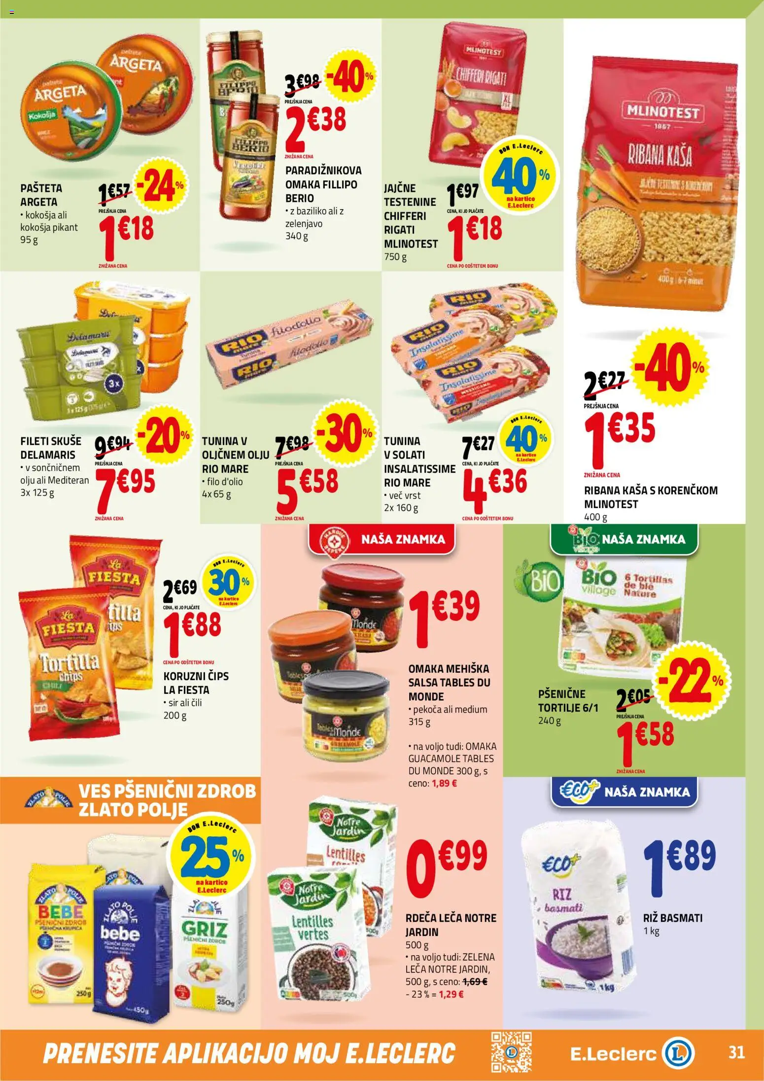 Novi E.leclerc katalog ponudbe – veljaven od 23.09.2026 | Stran: 31 | Izdelki: Tortilje, Riz, Omaka, Zelena