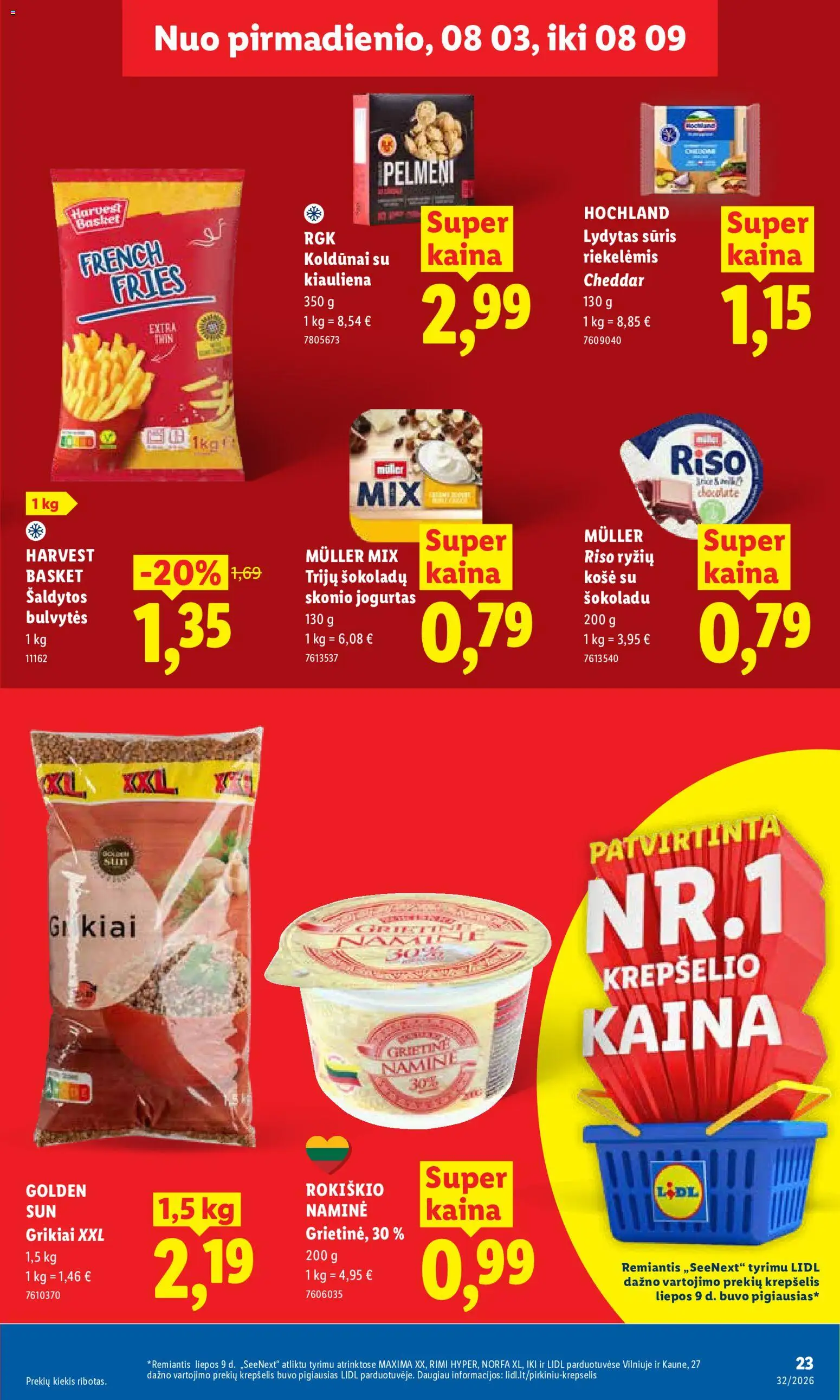 LIDL akcijos nuo 2026.08.03 | Puslapis: 23 | Prekių: Košė, Grikiai, Jogurtas, Krepšelis