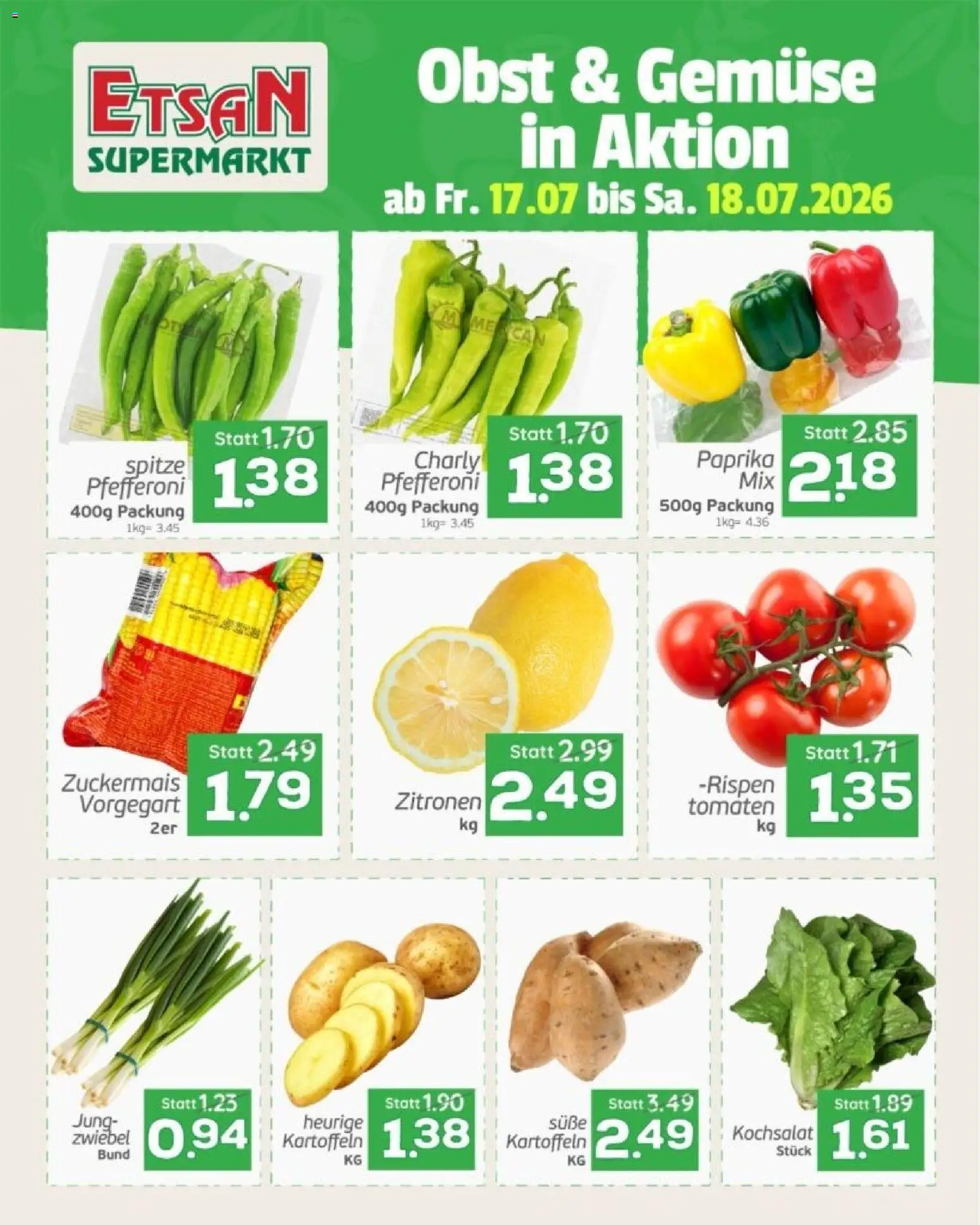 ETSAN - Obst und Gemüse gültig ab 17.07.2026 | Seite: 1 | Produkte: Kartoffeln, Gemüse, Obst, Tomaten