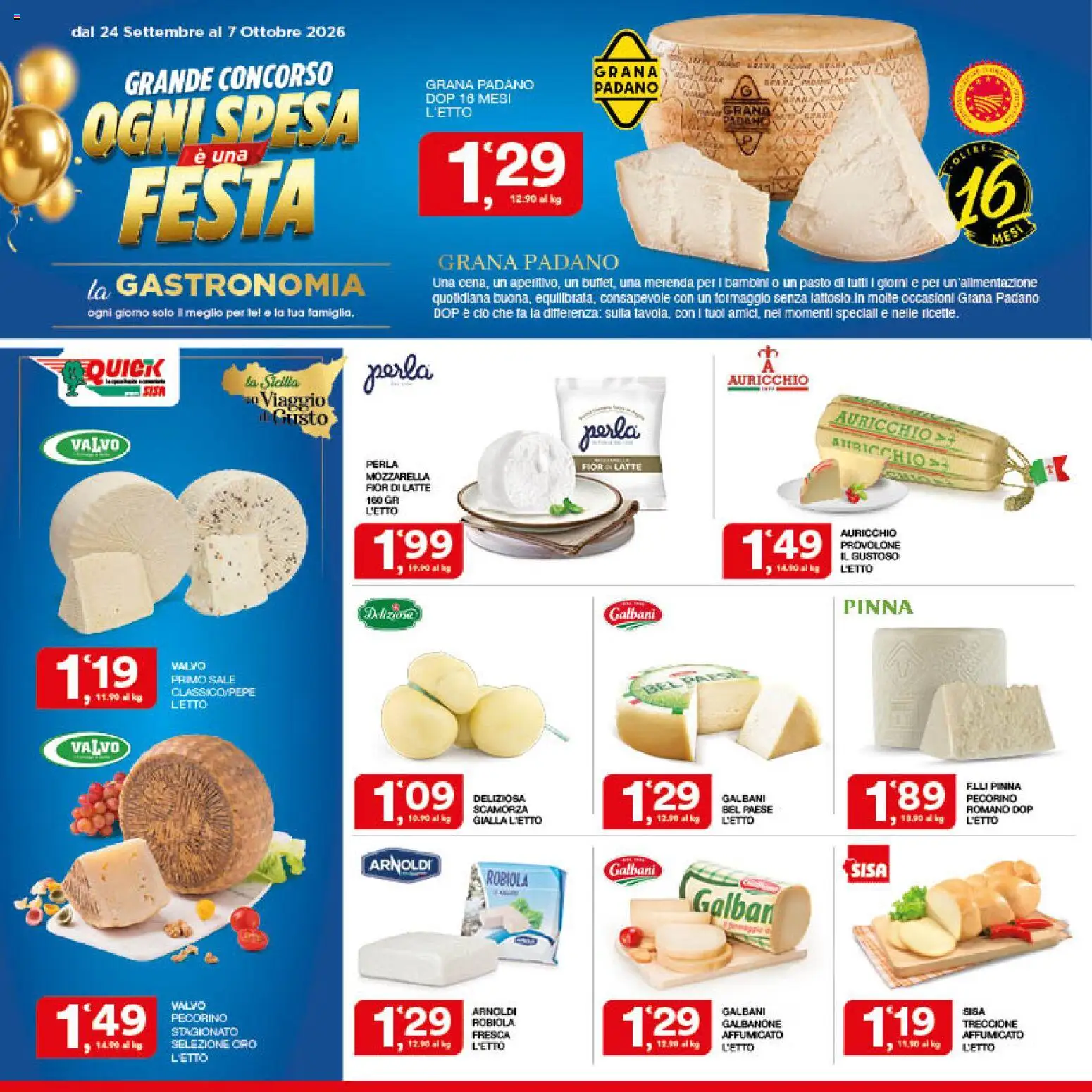 Volantino SISA del 24/09/2026 | Pagina: 10 | Prodotti: Provolone, Sale, Mozzarella, Latte