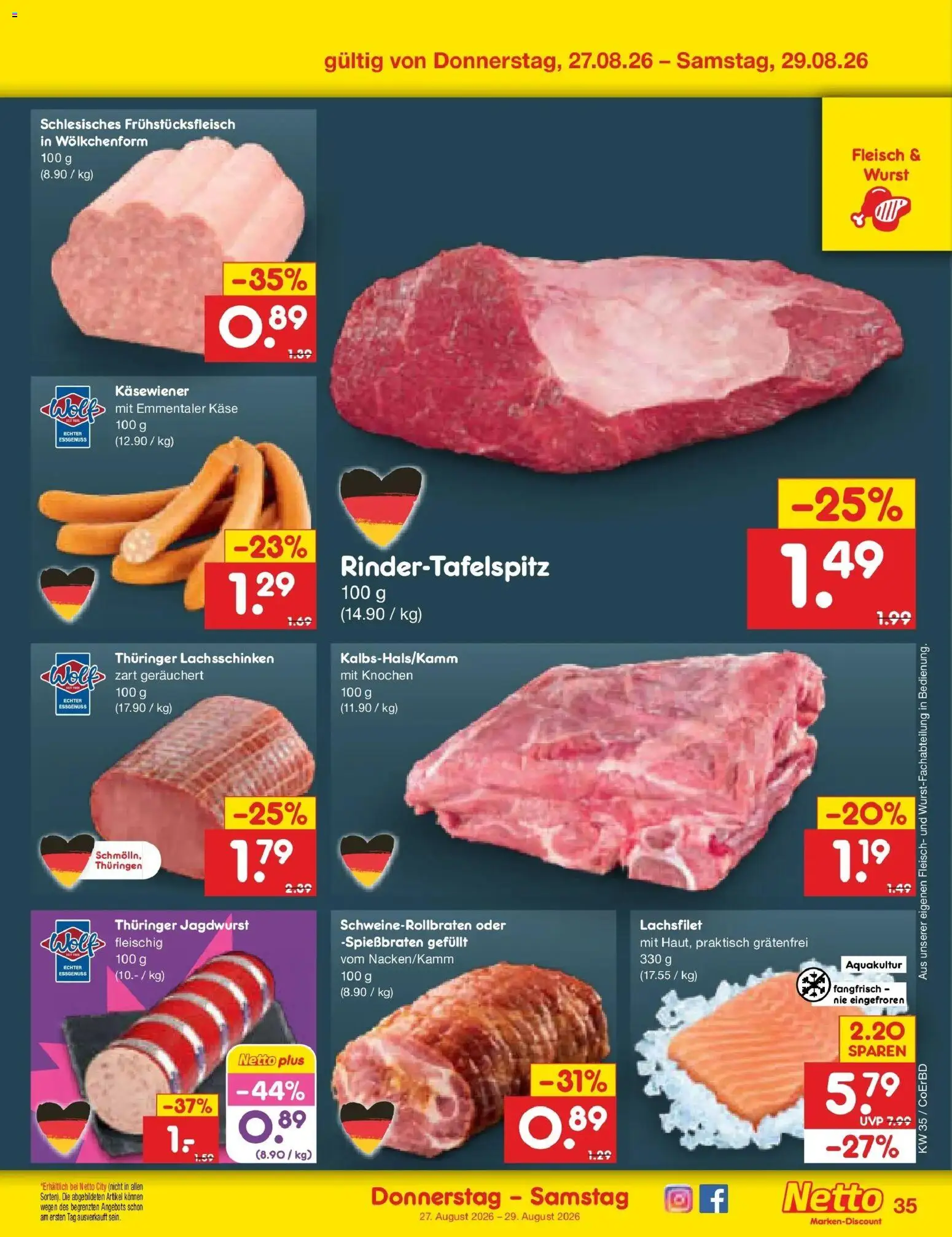 Netto Marken-Discount Prospekt Weimar – gültig ab 24.08.2026 | Seite: 49 | Produkte: Käse, Wurst, Fleisch