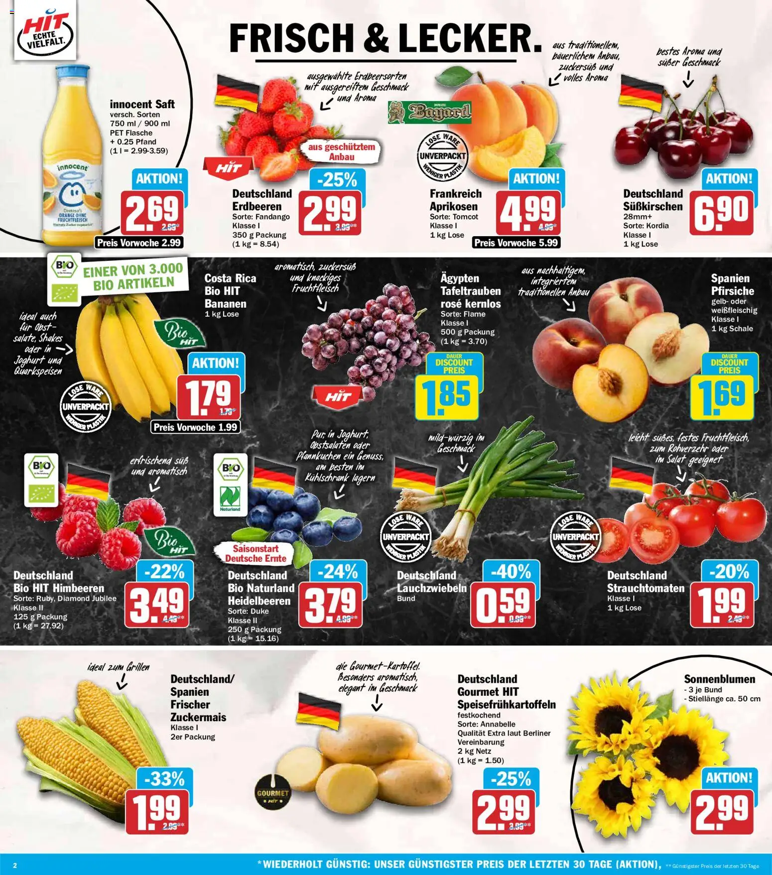 HIT Prospekt – gültig ab 06.07.2026 | Seite: 2 | Produkte: Kühlschrank, Heidelbeeren, Obst, Saft