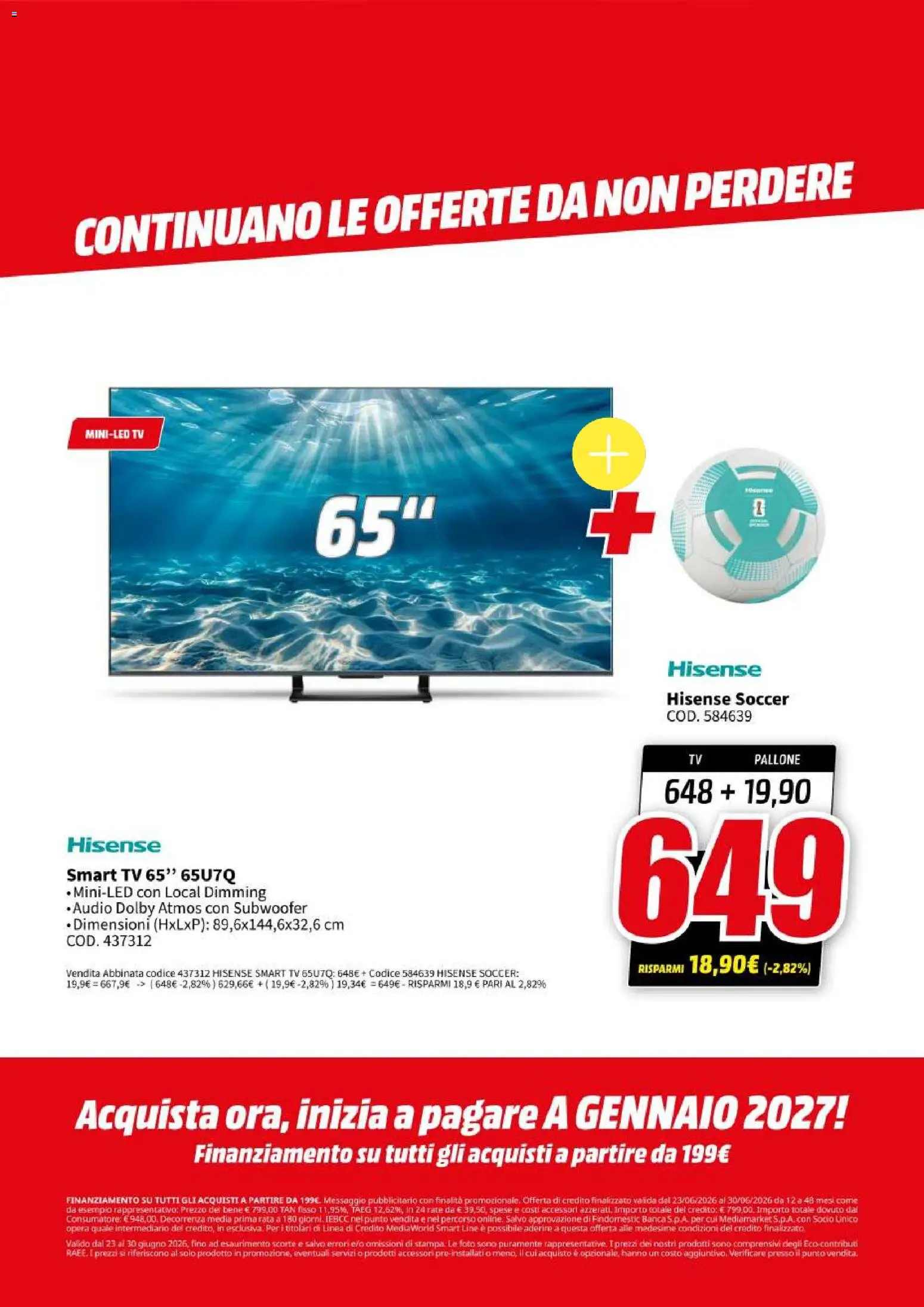 Volantino Media World del 23/06/2026 | Pagina: 51 | Prodotti: smart TV, Pallone, TV