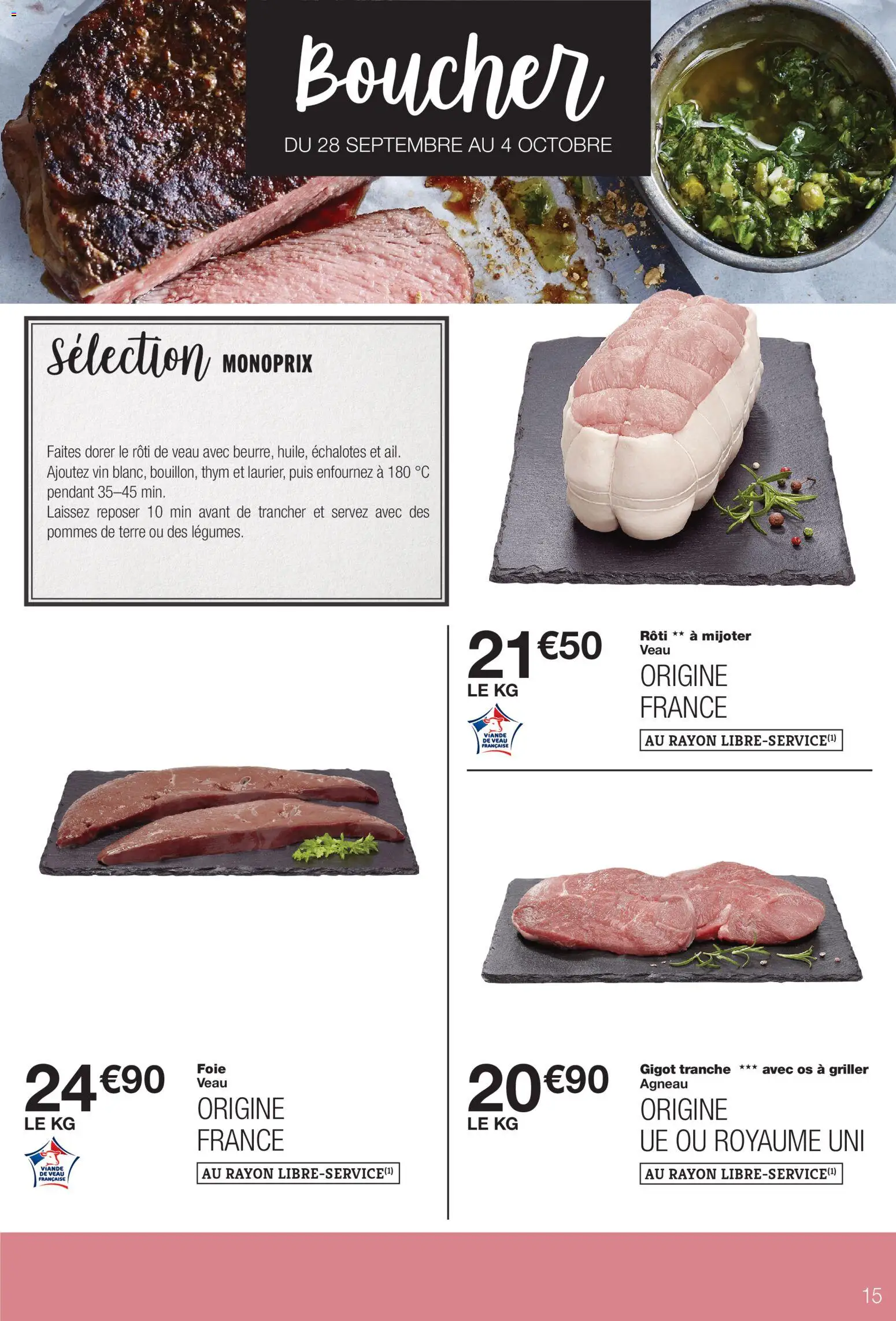 {H1} | Page: 15 | Produits: Viande de veau, Thym, Foie, Pommes de terre