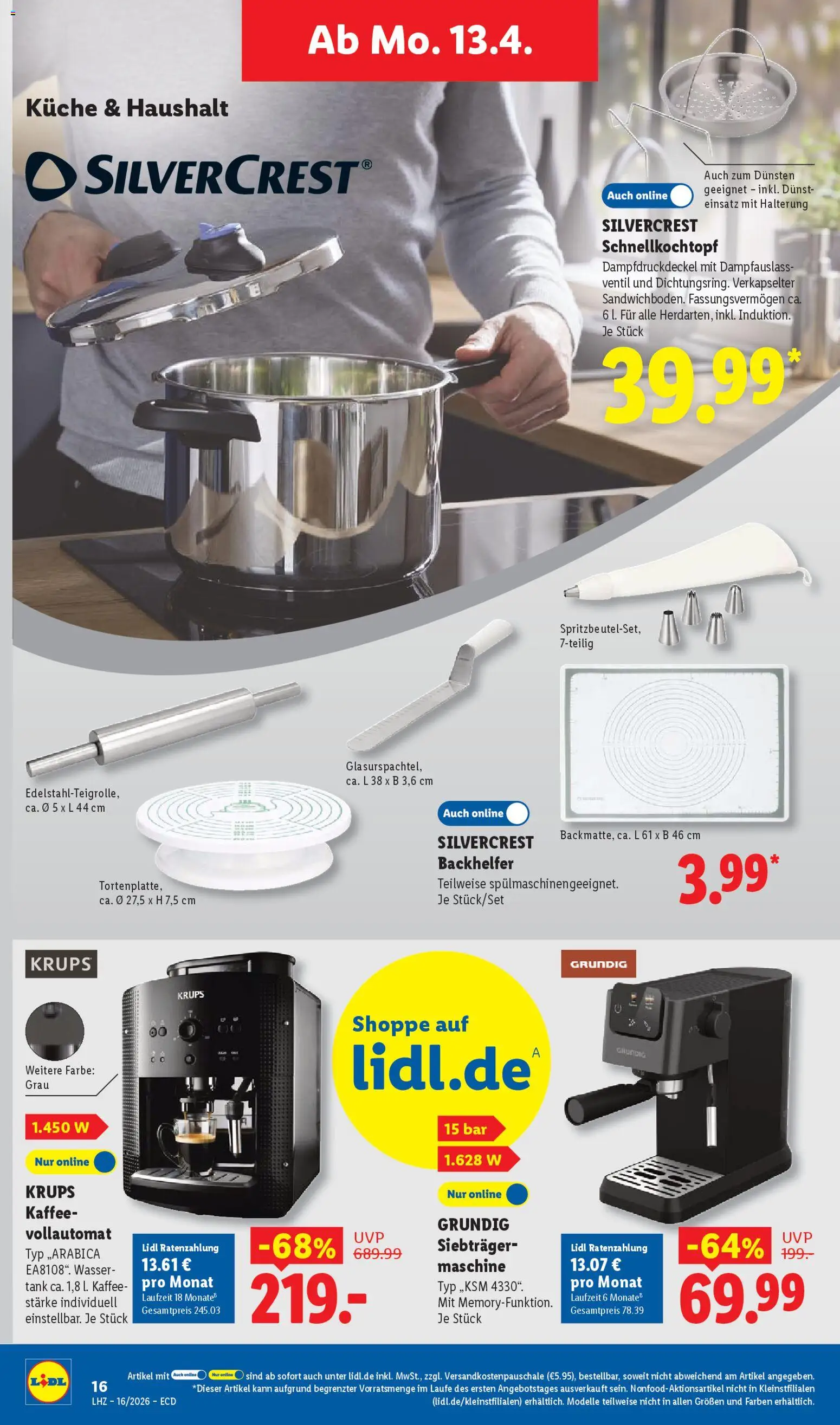 Lidl Prospekt – gültig ab 13.04.2026 | Seite: 32 | Produkte: Krups, Kaffee, Küche, Wasser