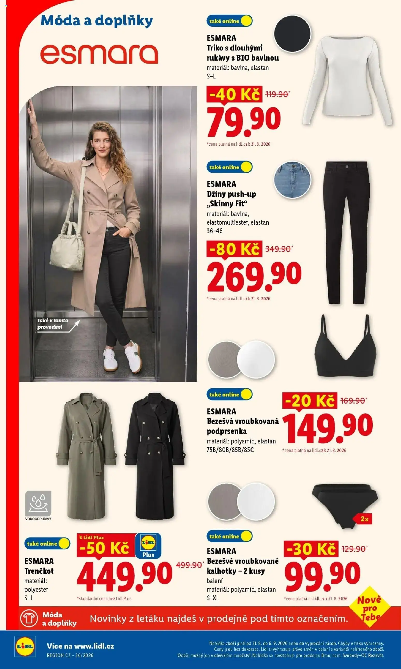 Lidl leták od 31.08.2026 - Nový akční leták | Strana: 10 | Produkty: Kalhotky, Podprsenka, Džíny