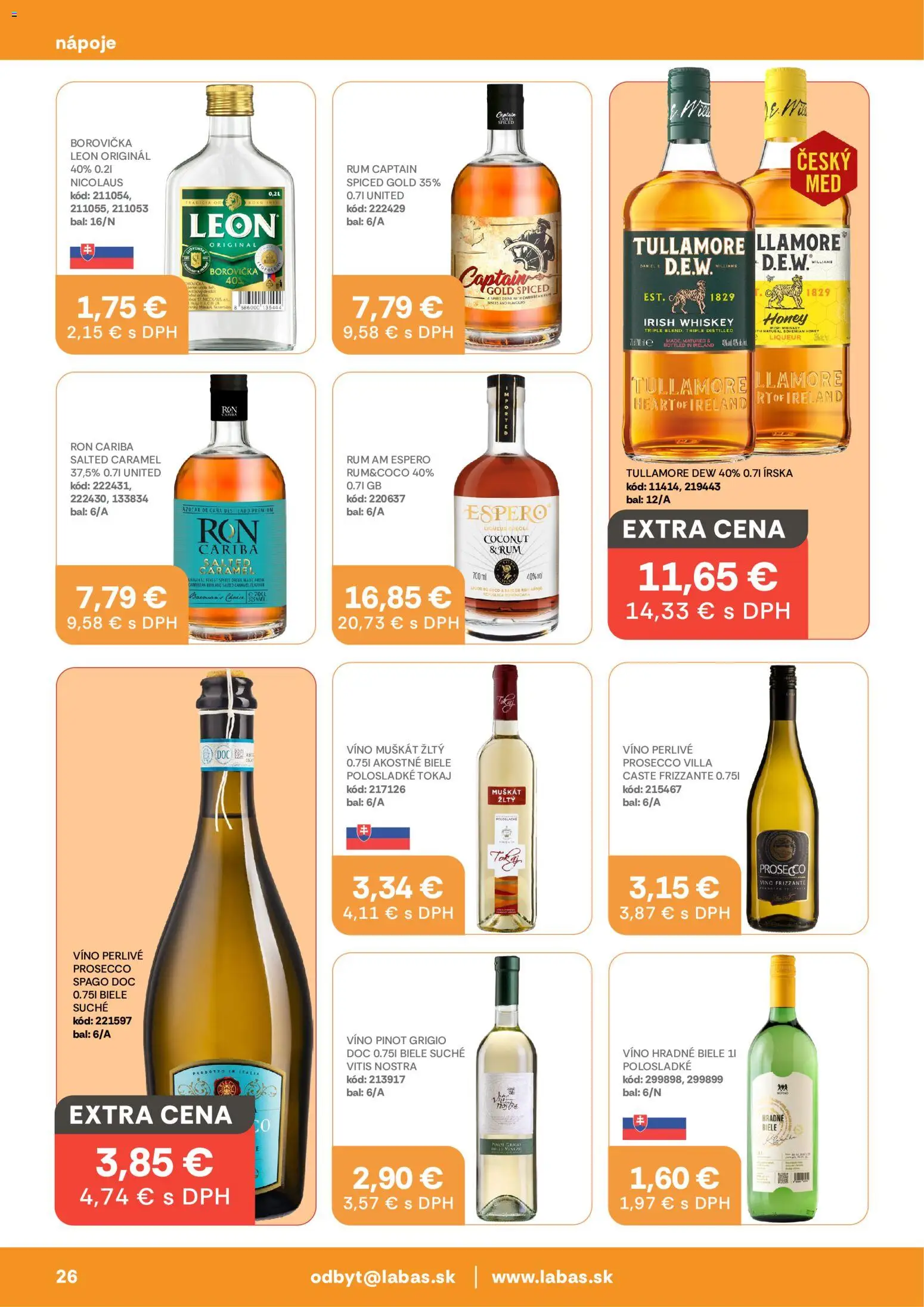 Nové Labaš akcie – leták je platný od 11.09.2026 | Strana: 26 | Produkty: Víno, Borovička, Republica, Rum