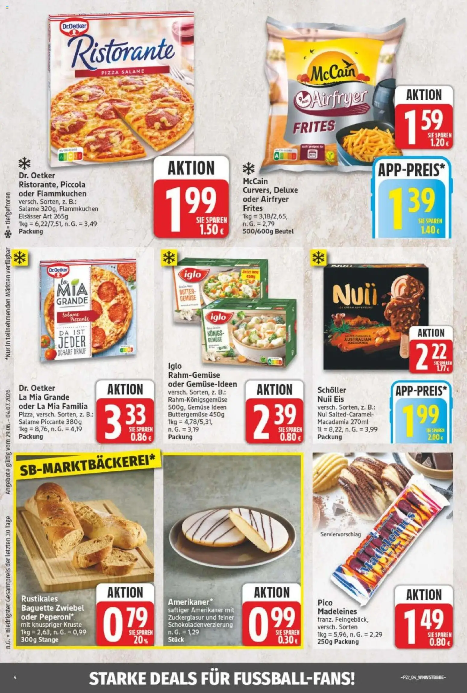 NP Discount Prospekt – gültig ab 29.06.2026 | Seite: 4 | Produkte: Baguette, McCain, Gemüse, Pizza