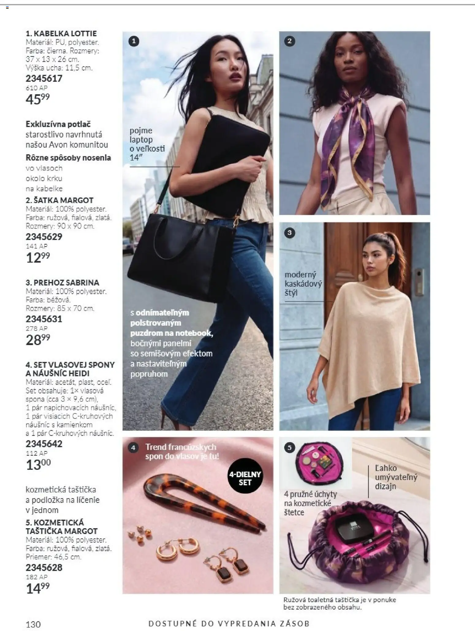 Nové Avon akcie – leták je platný od 01.10.2026 | Strana: 130 | Produkty: Kabelka, Šatka