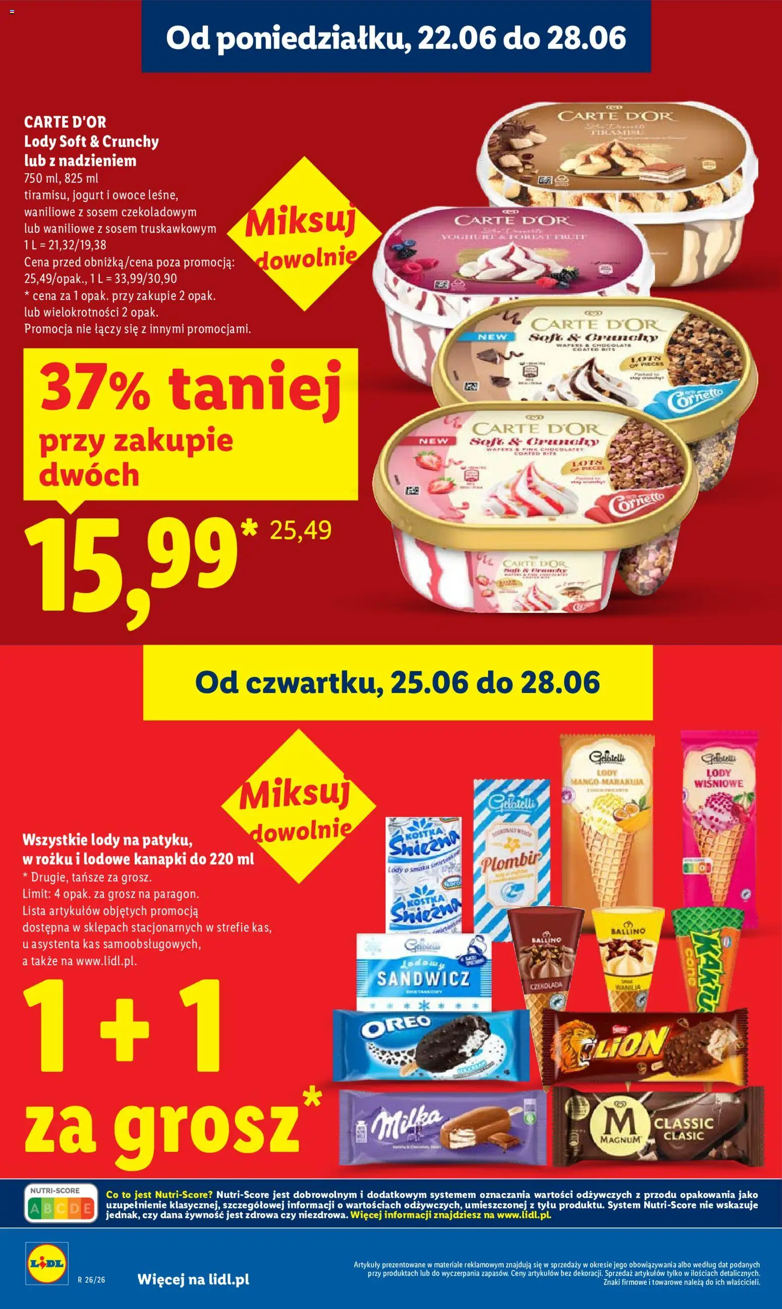 Lidl gazetka od 25.06.2026 | Strona: 16 | Produkty: Milka, Jogurt, Lody mango, Lody