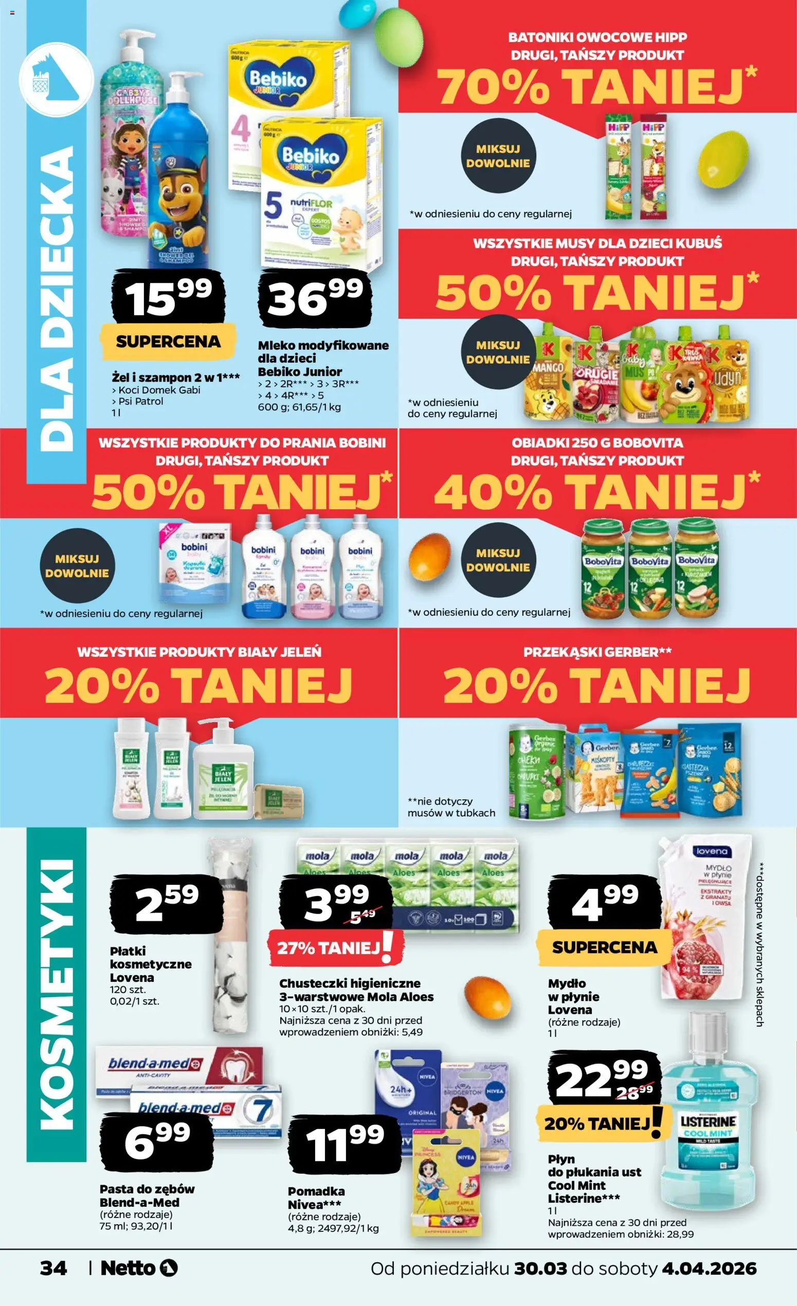 Netto gazetka od poniedziałku spożywcza od 30.03.2026 | Strona: 34 | Produkty: Mango, Kosmetyki, Mleko, Szampon