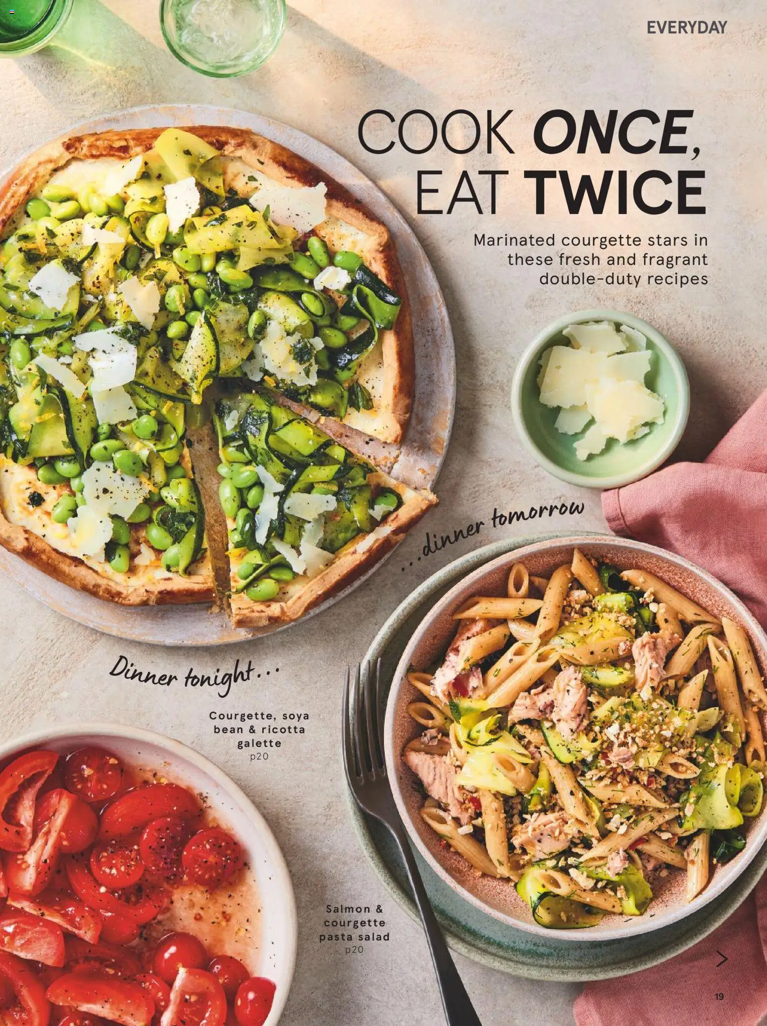 {H1} | Page: 19 | Products: Salmon, Courgette, Pasta, Salad