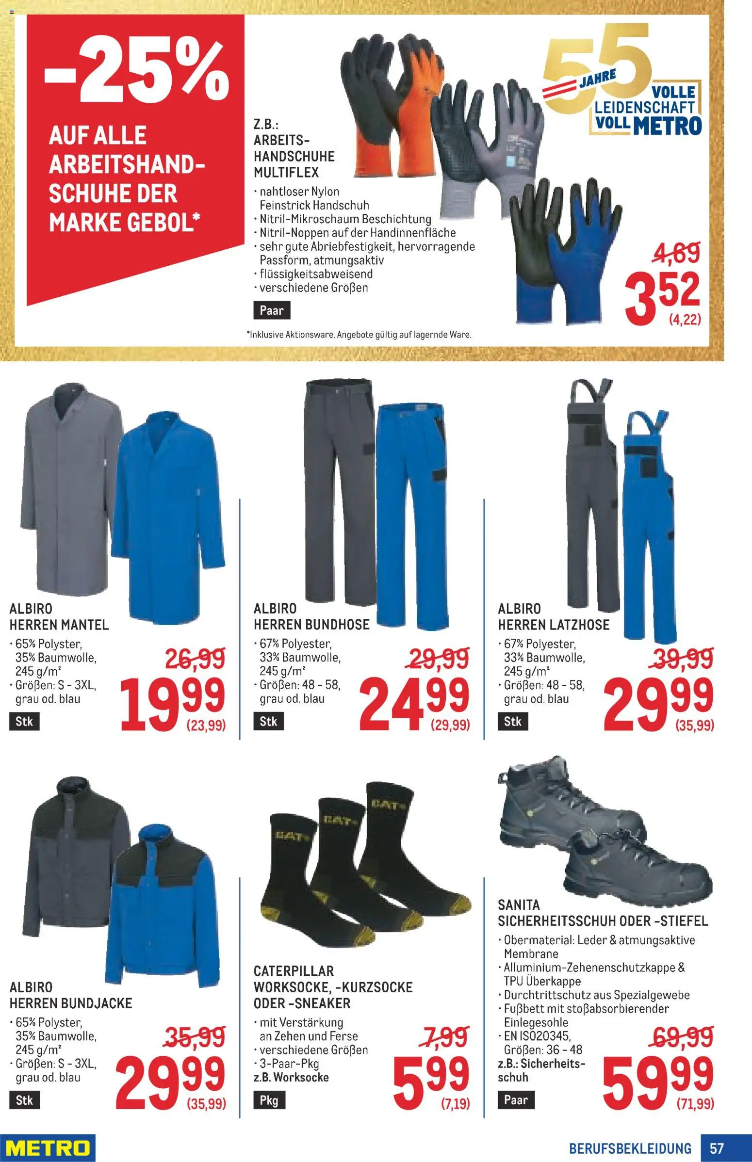 Metro angebote Profi gültig ab 20.08.2026 | Seite: 57 | Produkte: Mantel, Stiefel, Handschuhe
