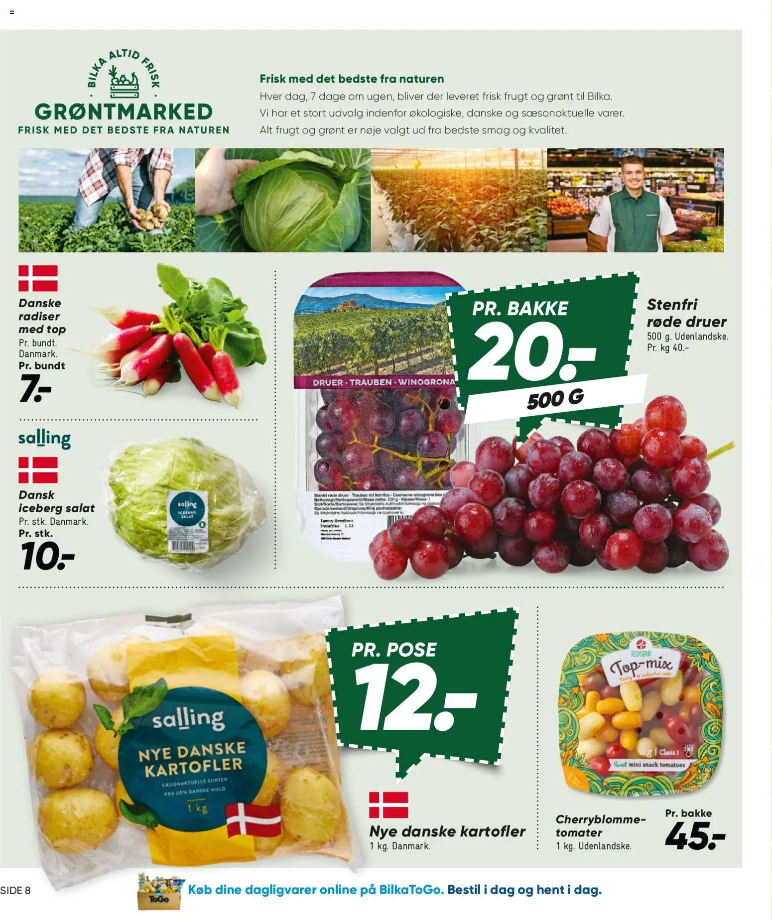 Bilka tilbudsavis – gyldig fra 26/06/2026 | Side: 9 | Produkter: Radiser, Tomater, Salat, Kartofler