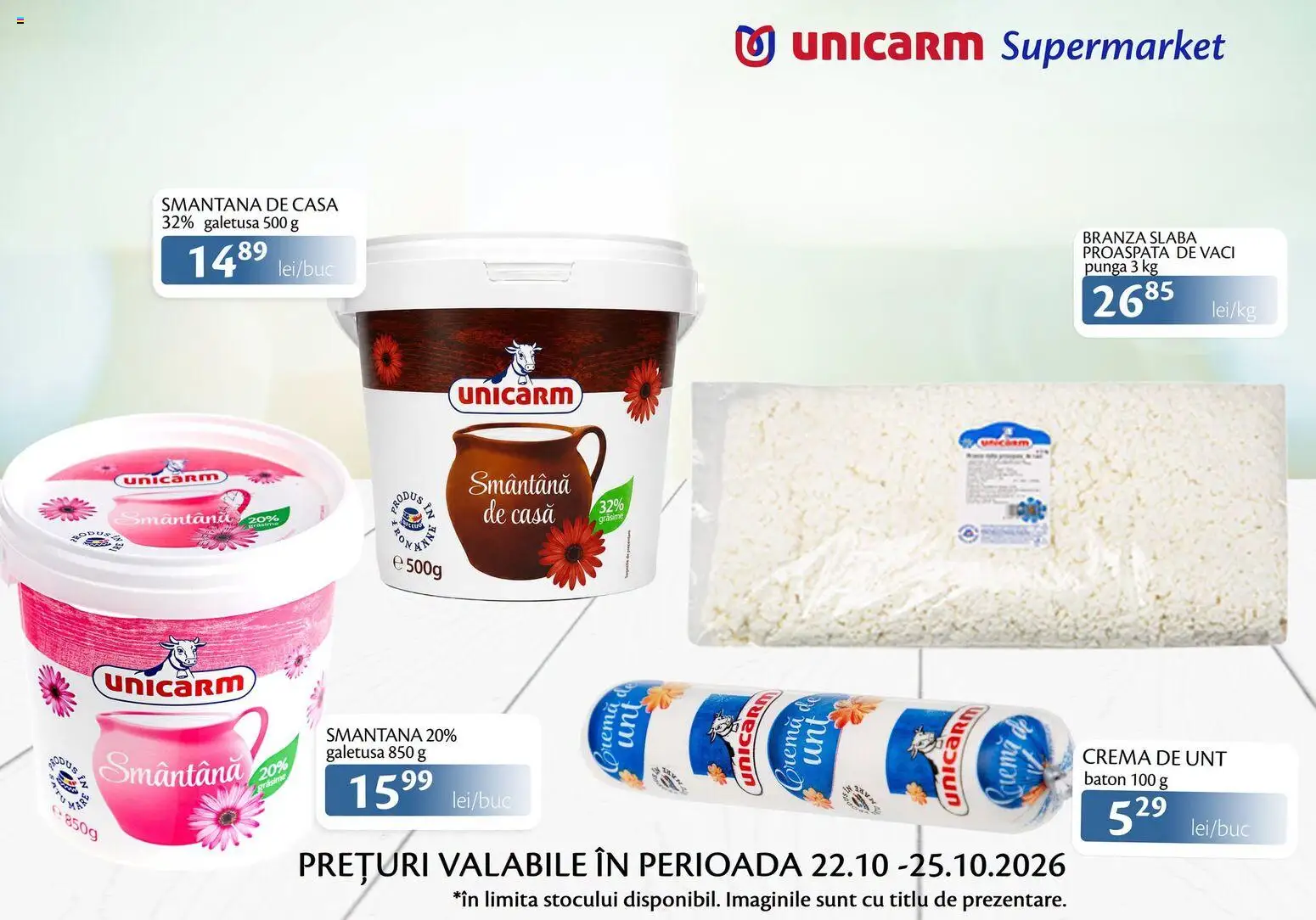 Noul catalog Unicarm – valabil de la 22.10.2026 | Pagină: 5 | Produse: Pungă, Brânză, Cremă, Smântână