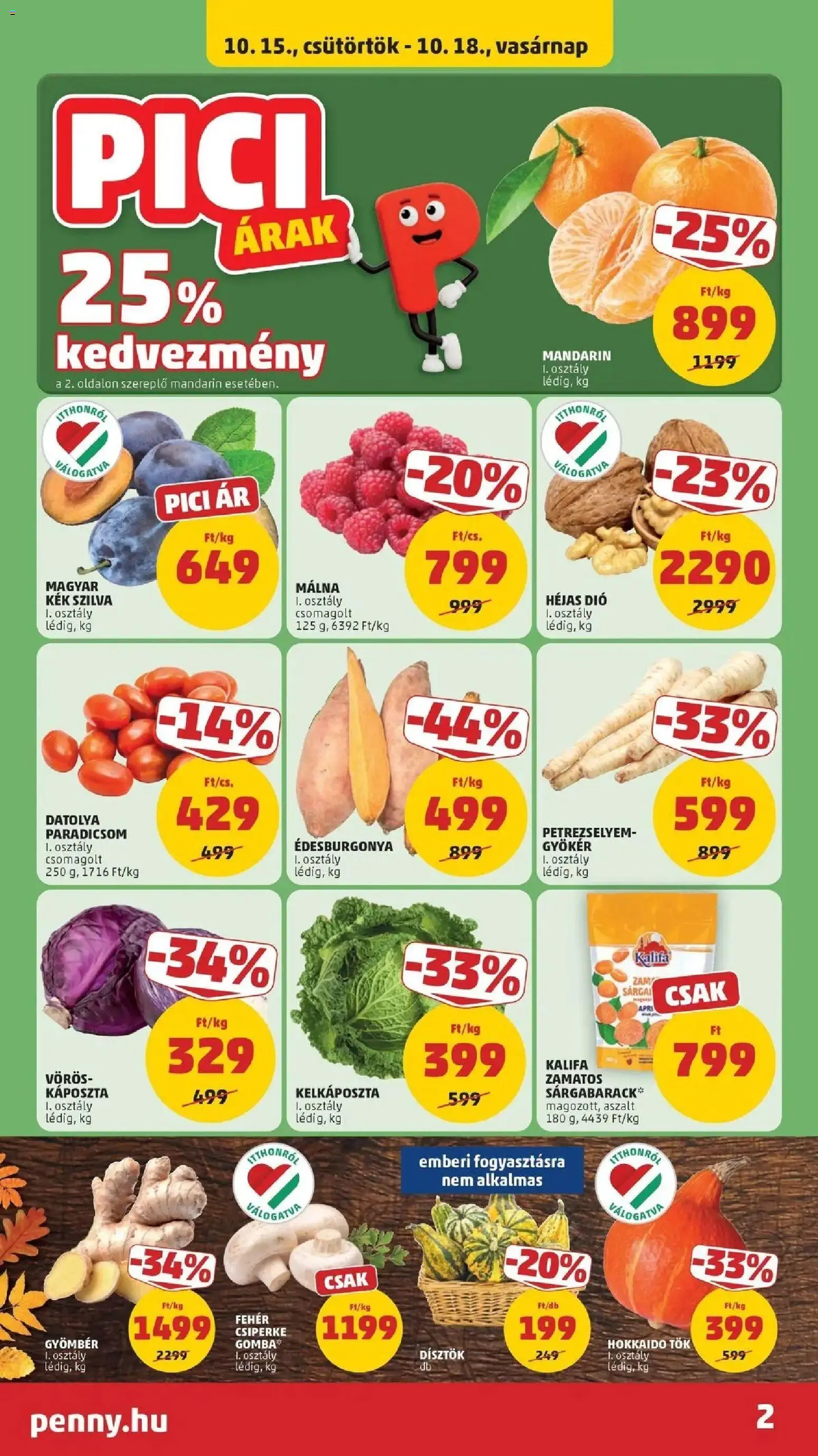 PENNY aktuális akciós újság: 2026.10.14.-tól lapozható | Oldal: 2 | Termékek: Káposzta, Tök, Gyömbér, Kelkáposzta
