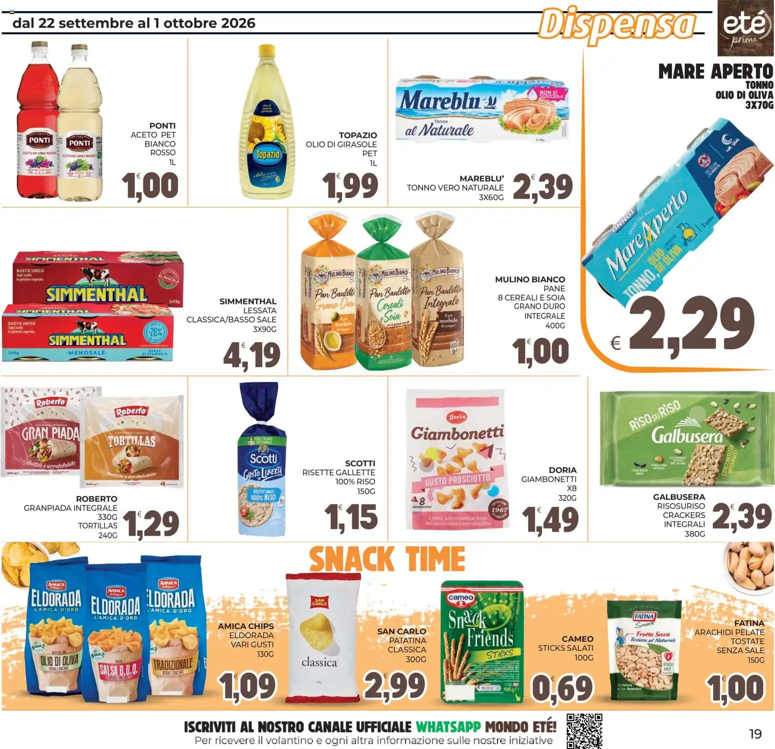 Volantino Eté del 22/09/2026 | Pagina: 19 | Prodotti: Prosciutto, Crackers, Tonno, Olio di Oliva