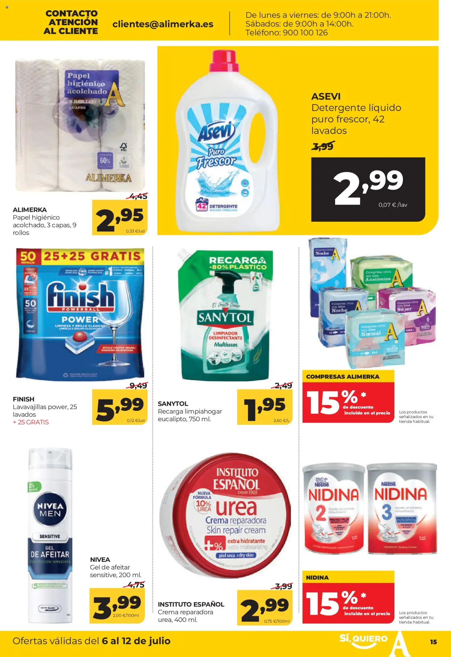 Alimerka folleto Castilla y León │ válido desde el 06/07/2026 | Página: 15 | Productos: Papel higienico, Crema, Lavavajillas, Γλυφιτζούρι