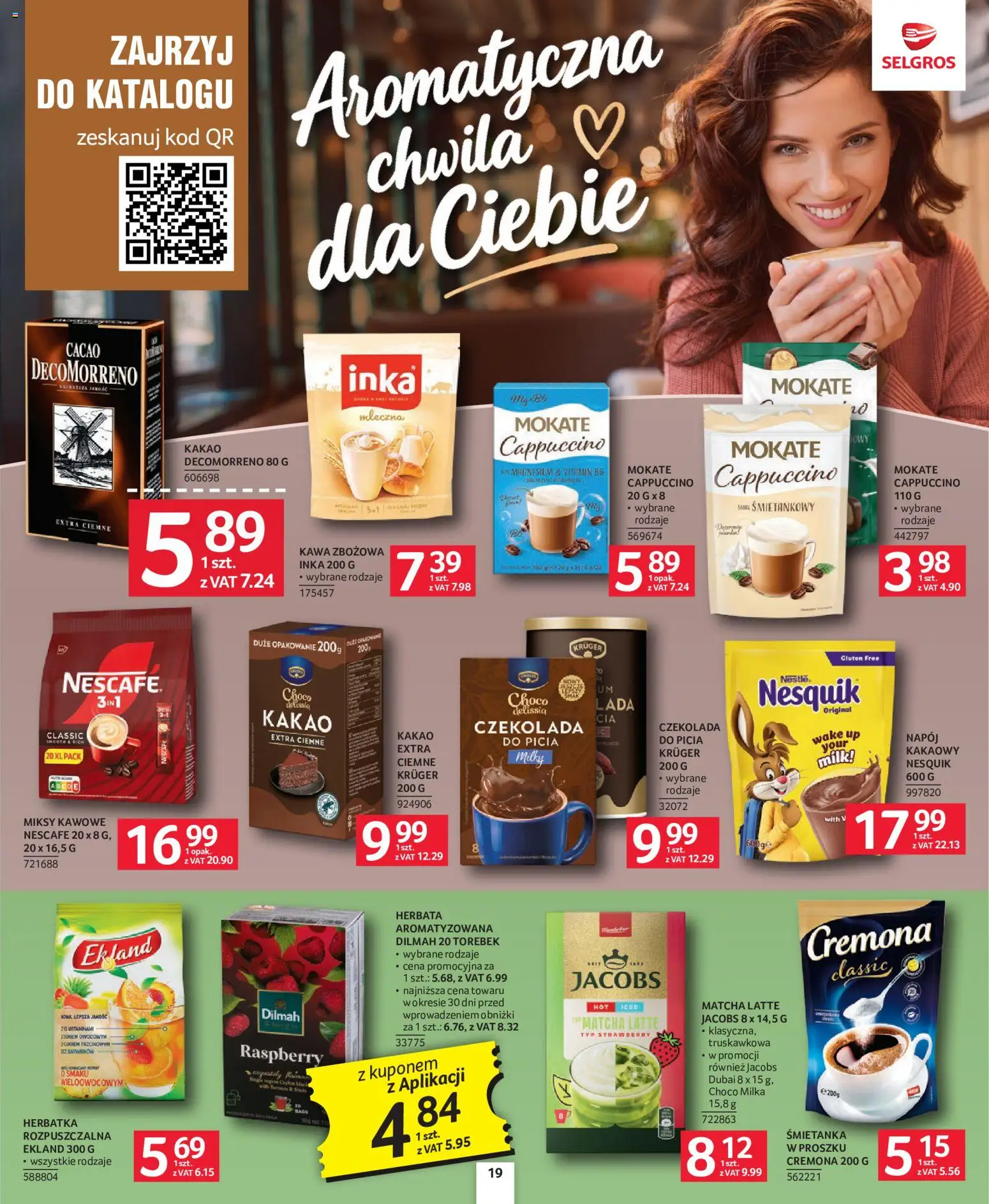 Selgros cash&carry gazetka - Oferta dla profesjonalistów od 08.10.2026 | Strona: 19 | Produkty: Nescafe, Cappuccino, Czekolada, Herbata