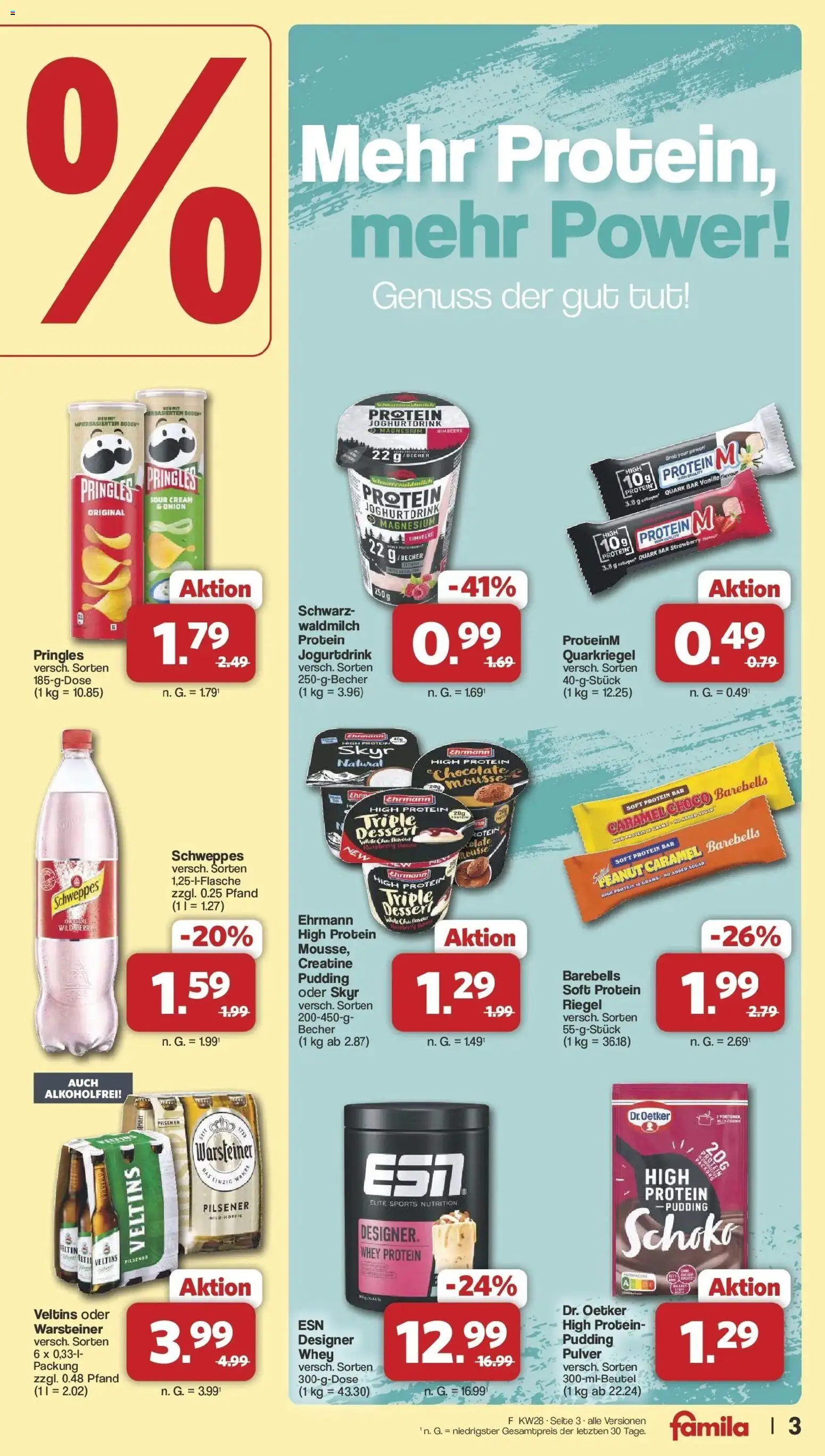Famila Nordwest Prospekt Lohne – gültig ab 06.07.2026 | Seite: 3 | Produkte: Pudding, Schweppes, Skyr, Veltins