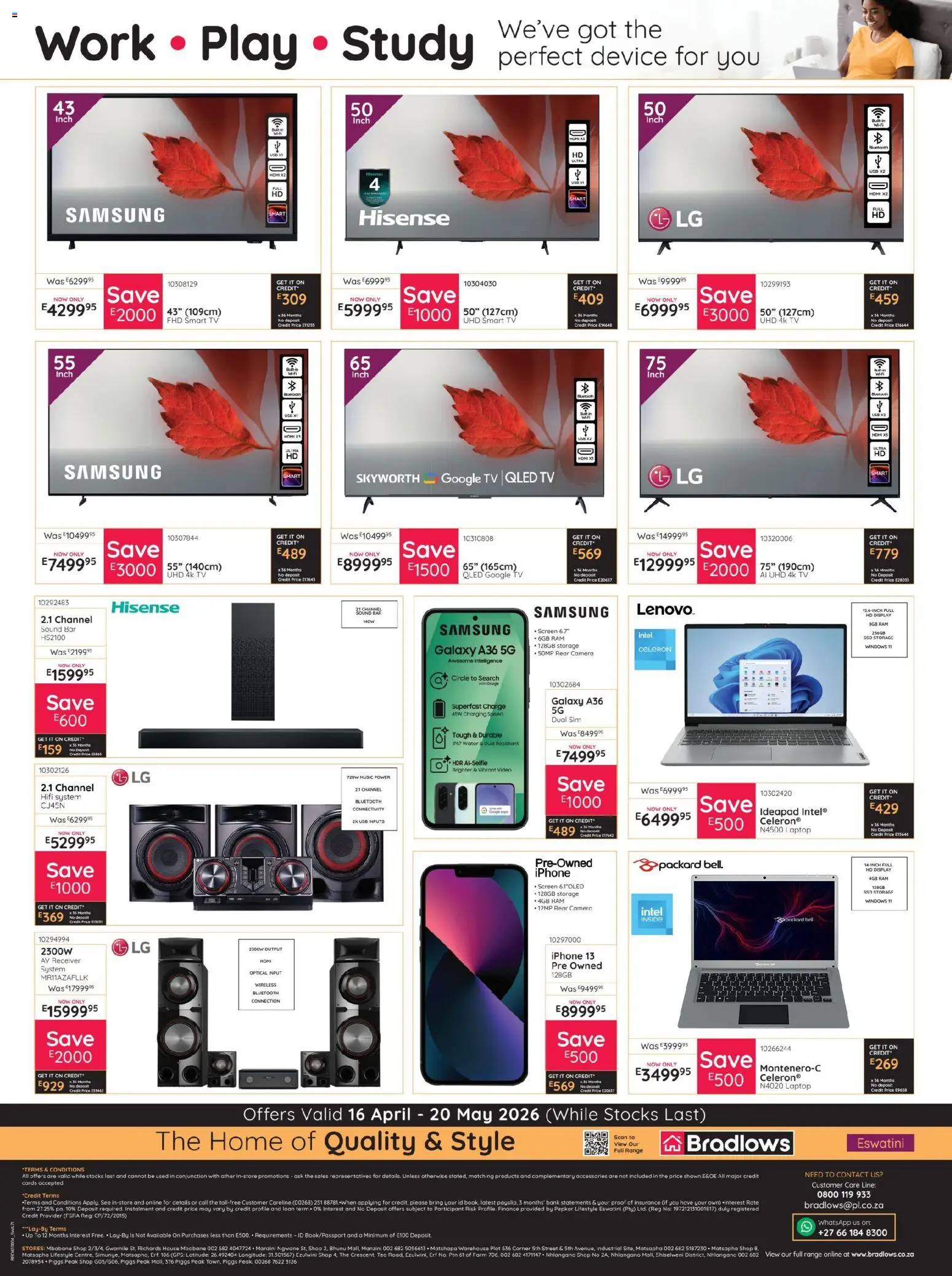 New Bradlows catalogue – valid from 16.04.2026 | Page: 8 | Products: USB, Laptop, Bed, TV