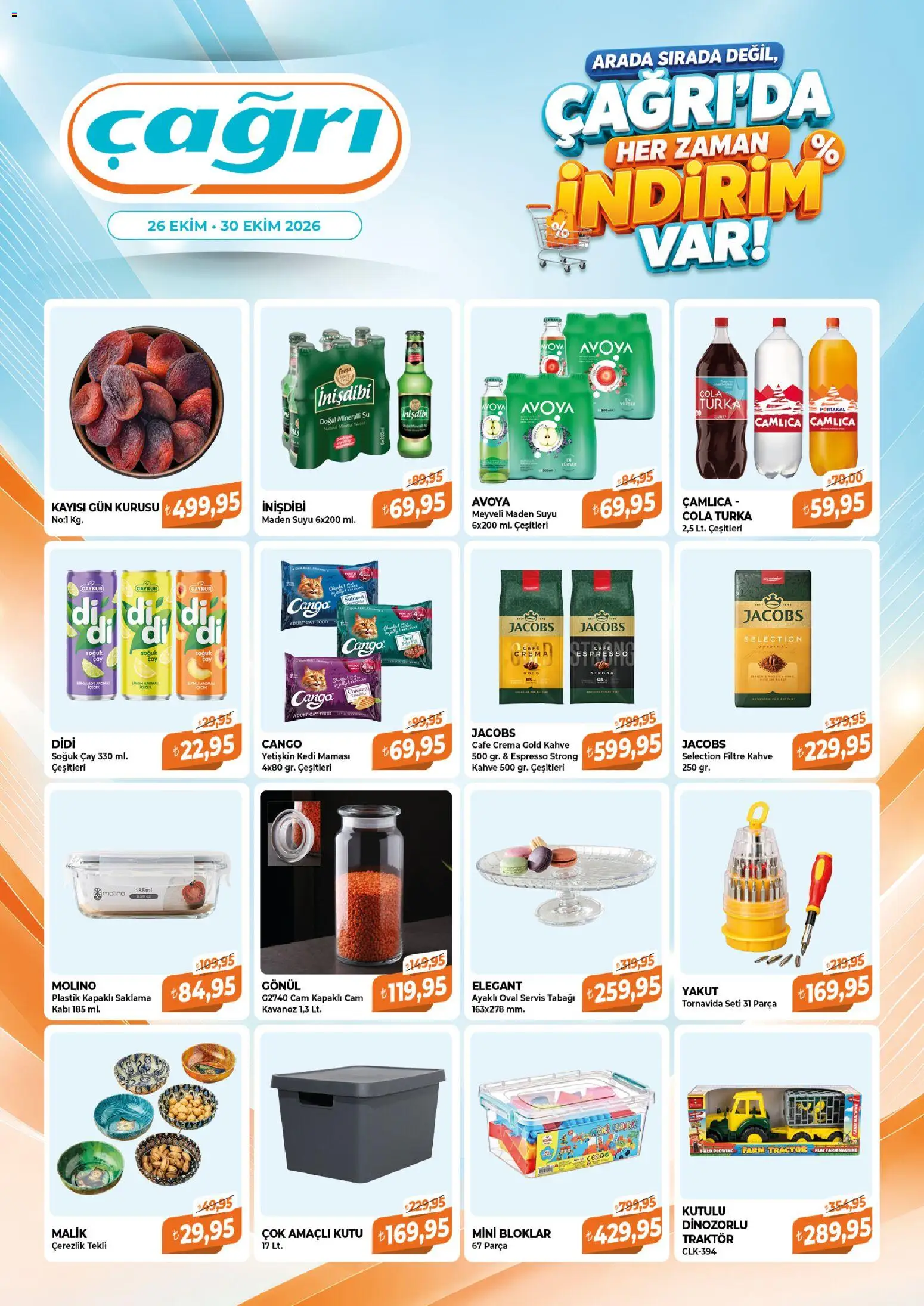 Çağrı Market - Çağrı'da Her Zaman İndirim Var - 26 Ekim 2026 tarihinden itibaren geçerlidir | Sayfa: 3 | Ürünler: Kutu, Portakal, Kedi maması, Soğuk çay
