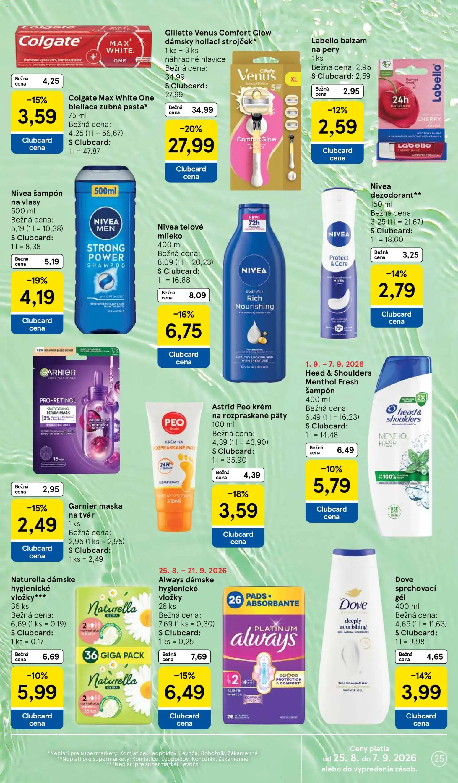 Nové Tesco akcie – leták je platný od 02.09.2026 | Strana: 25 | Produkty: Strojček, Holiaci strojček, Telové mlieko, Krém