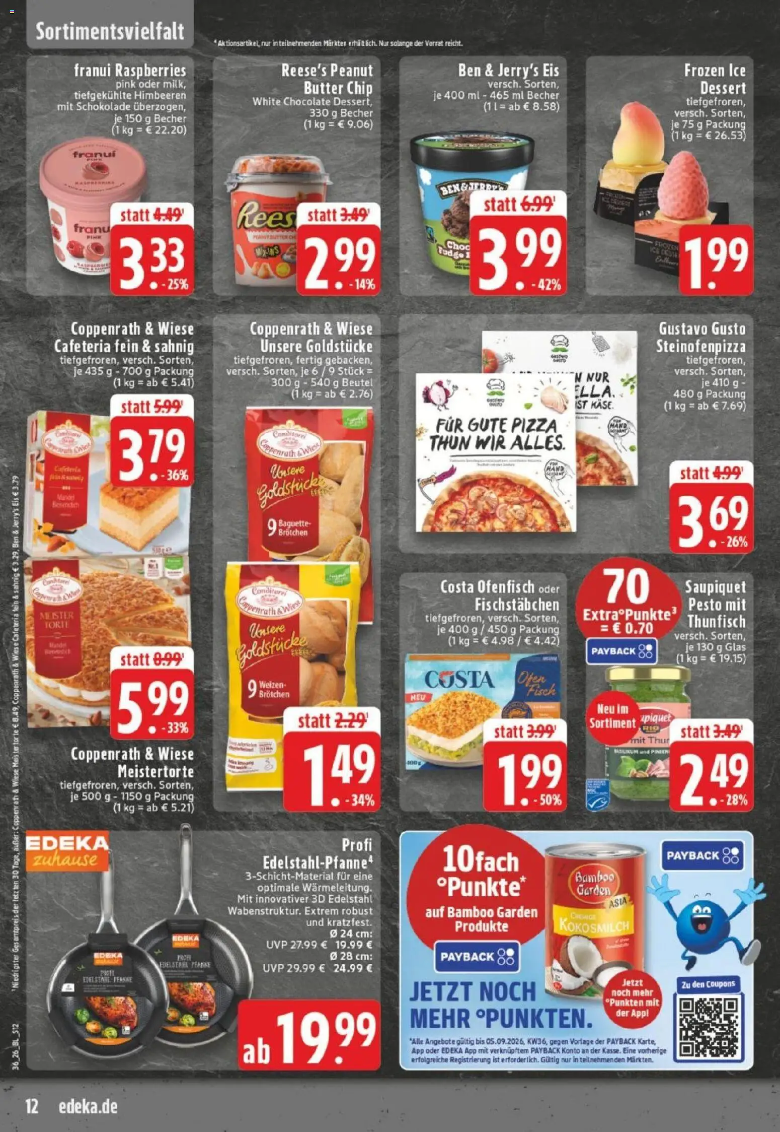 Edeka Prospekt Dortmund – gültig ab 31.08.2026 | Seite: 12 | Produkte: Gustavo gusto, Himbeeren, Thunfisch, Fischstabchen