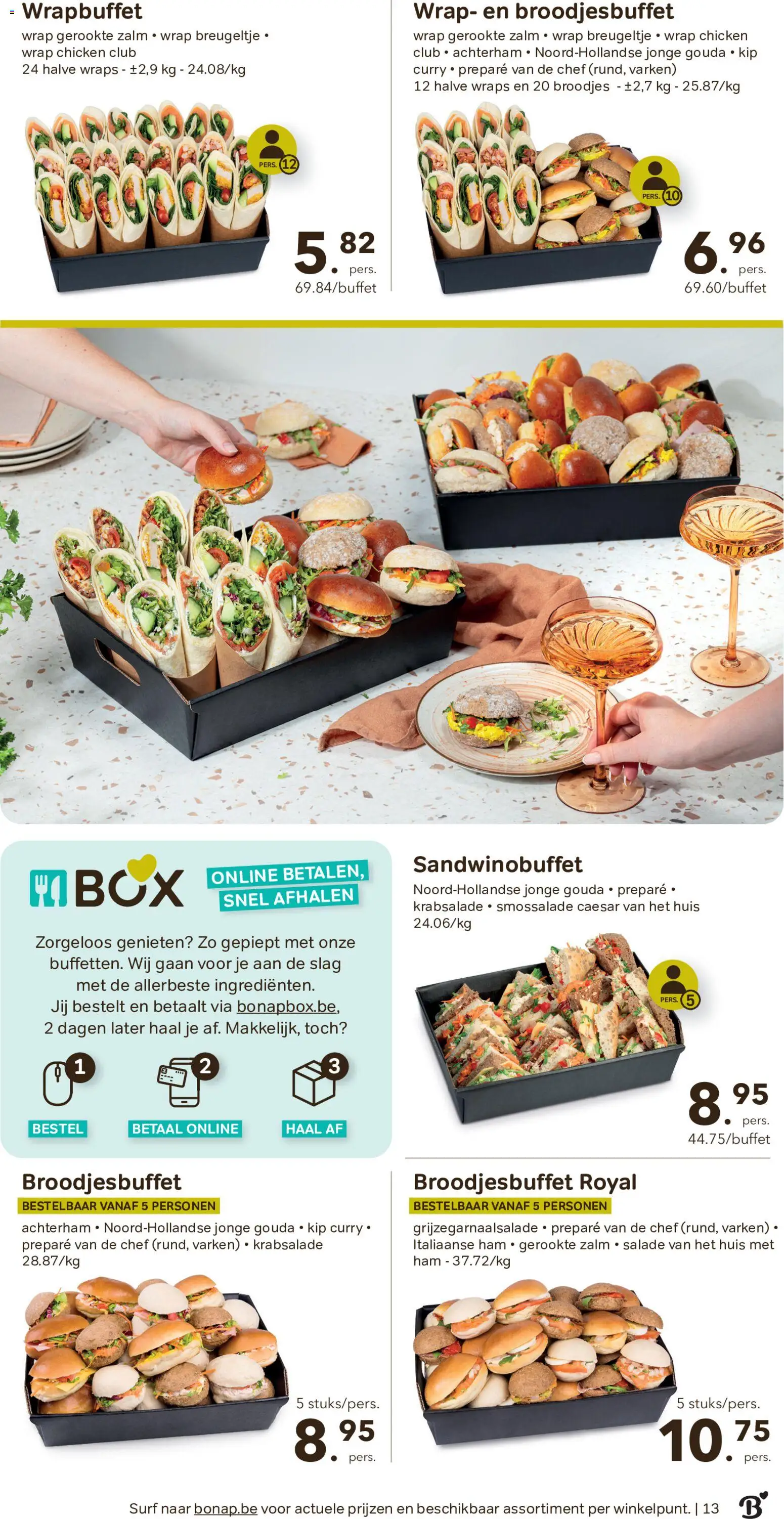{H1} | Pagina: 13 | Producten: Salade, Gouda, Box, Kip