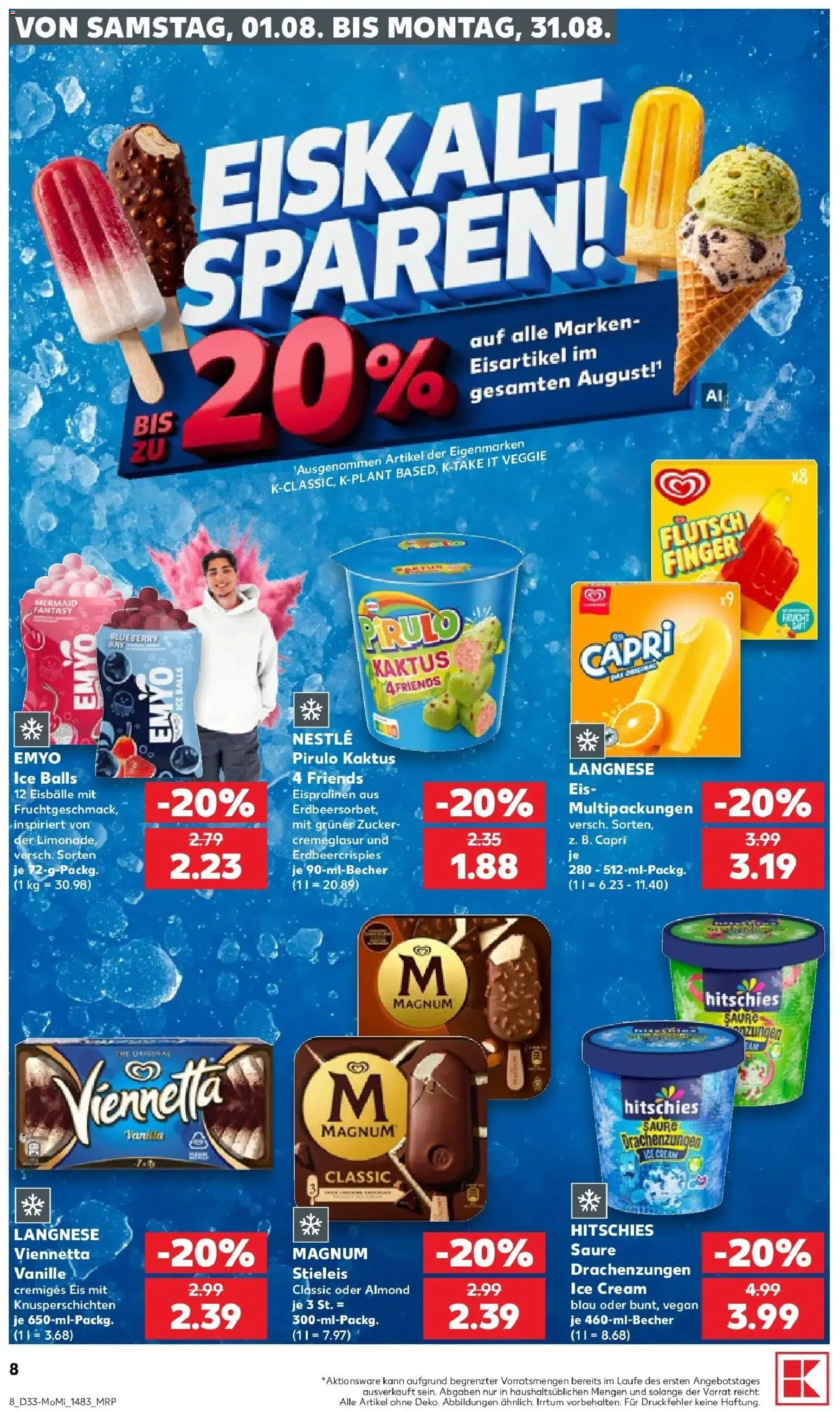 Prospekt Kaufland ab 10.08.2026 » Angebote Online zum Blättern | Seite: 8 | Produkte: Langnese, Vanille, Zucker, Eis