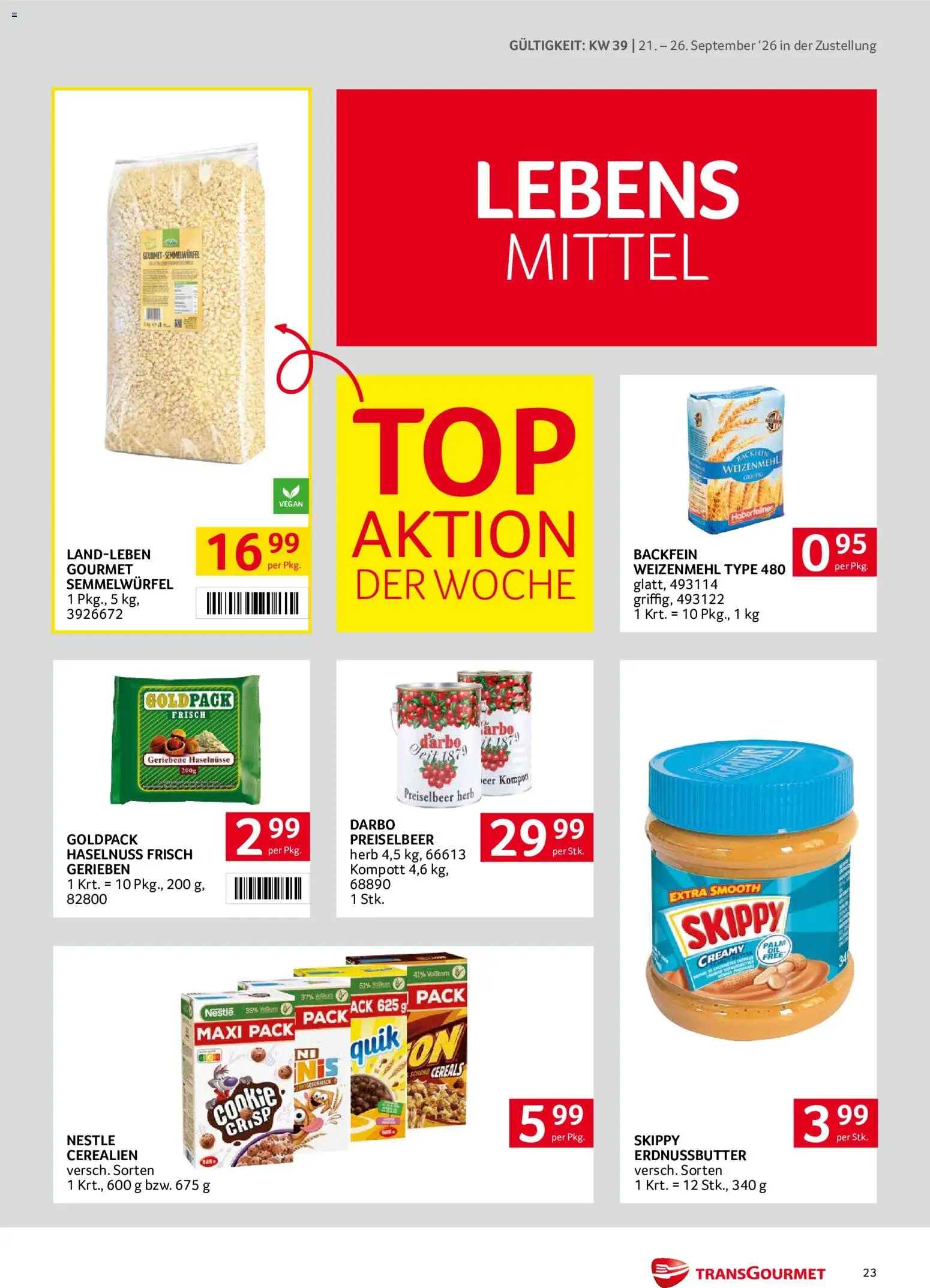 Transgourmet Zustellaktion gültig ab 20.09.2026 | Seite: 23 | Produkte: Haselnüsse