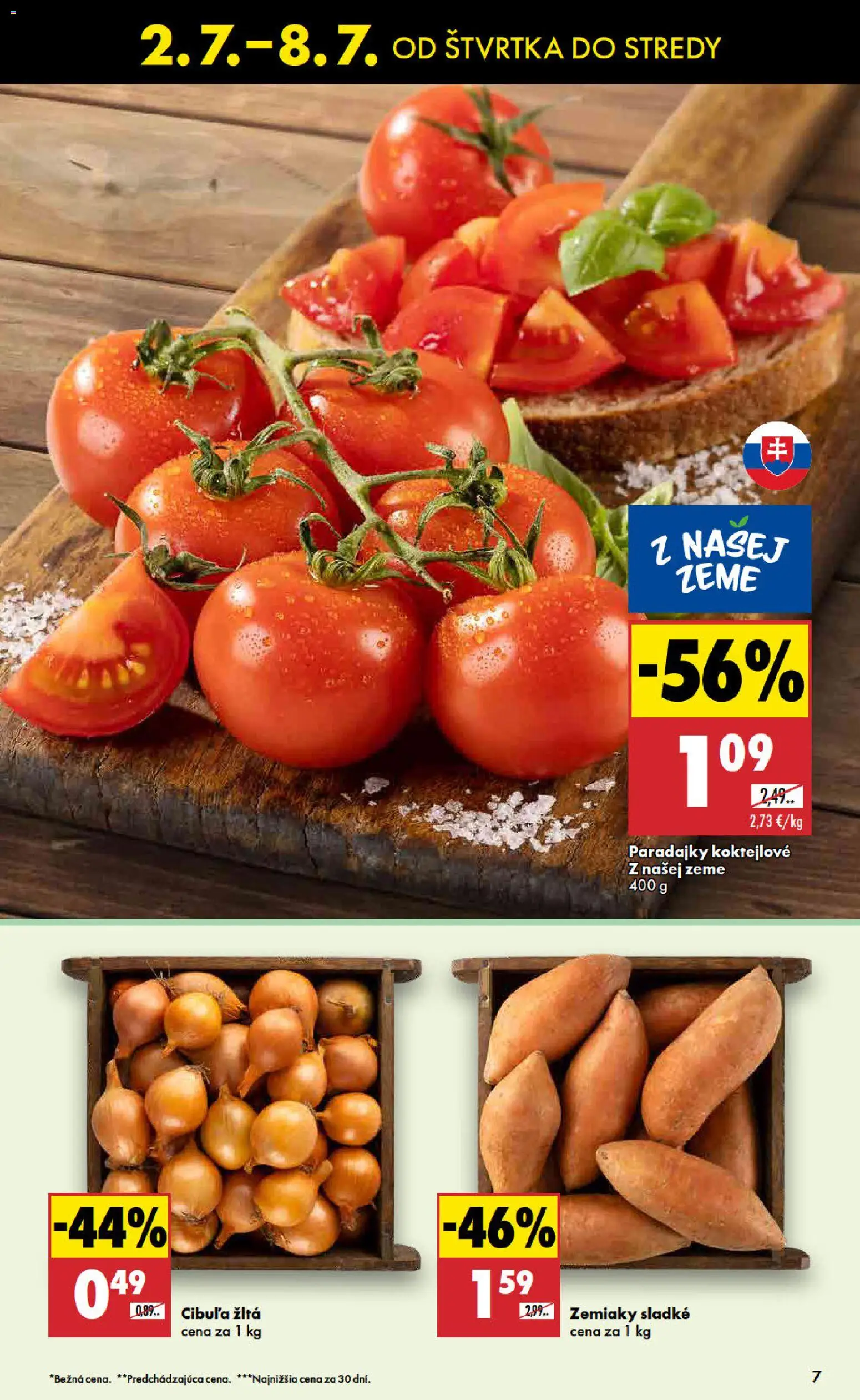 Nové Biedronka akcie – leták je platný od 02.07.2026 | Strana: 7 | Produkty: Paradajky, Zemiaky, Cibuľa