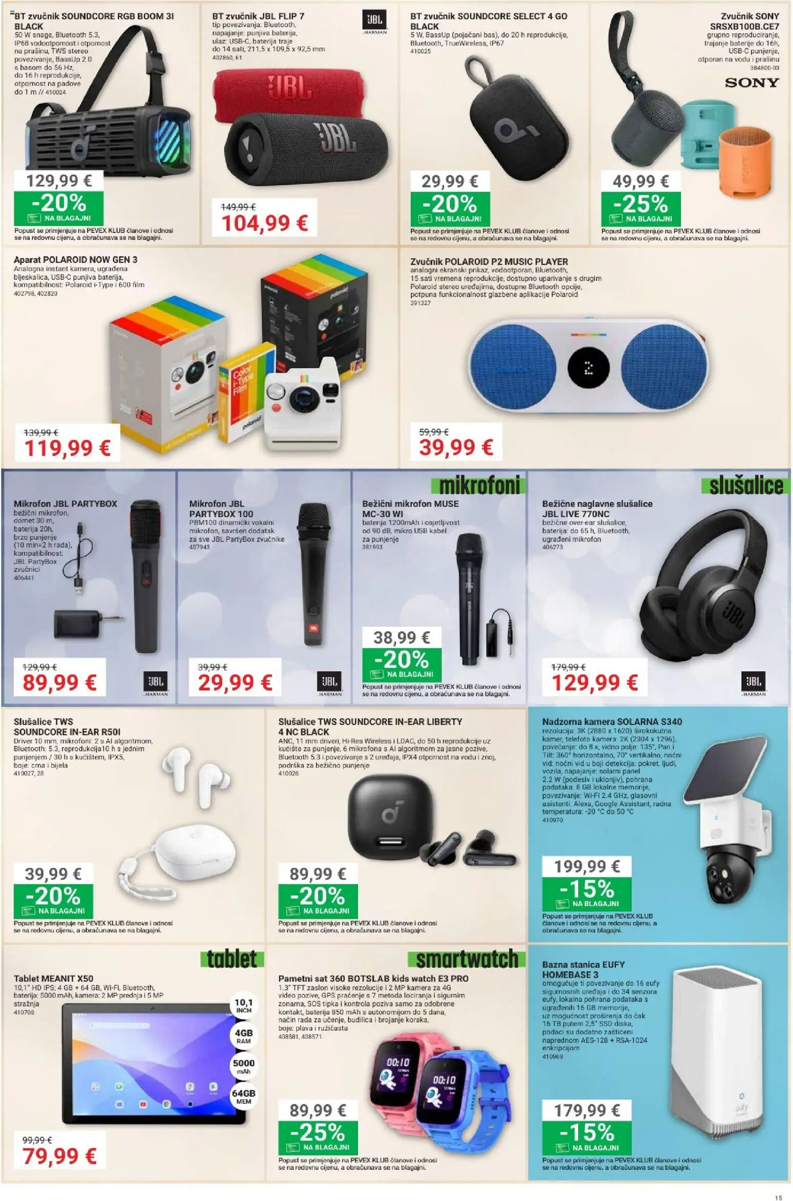 Pevex katalog | vrijedi od 28.05.2026 | Stranica: 15 | Proizvodi: Smartwatch, Tablet, Budilica, Slušalice