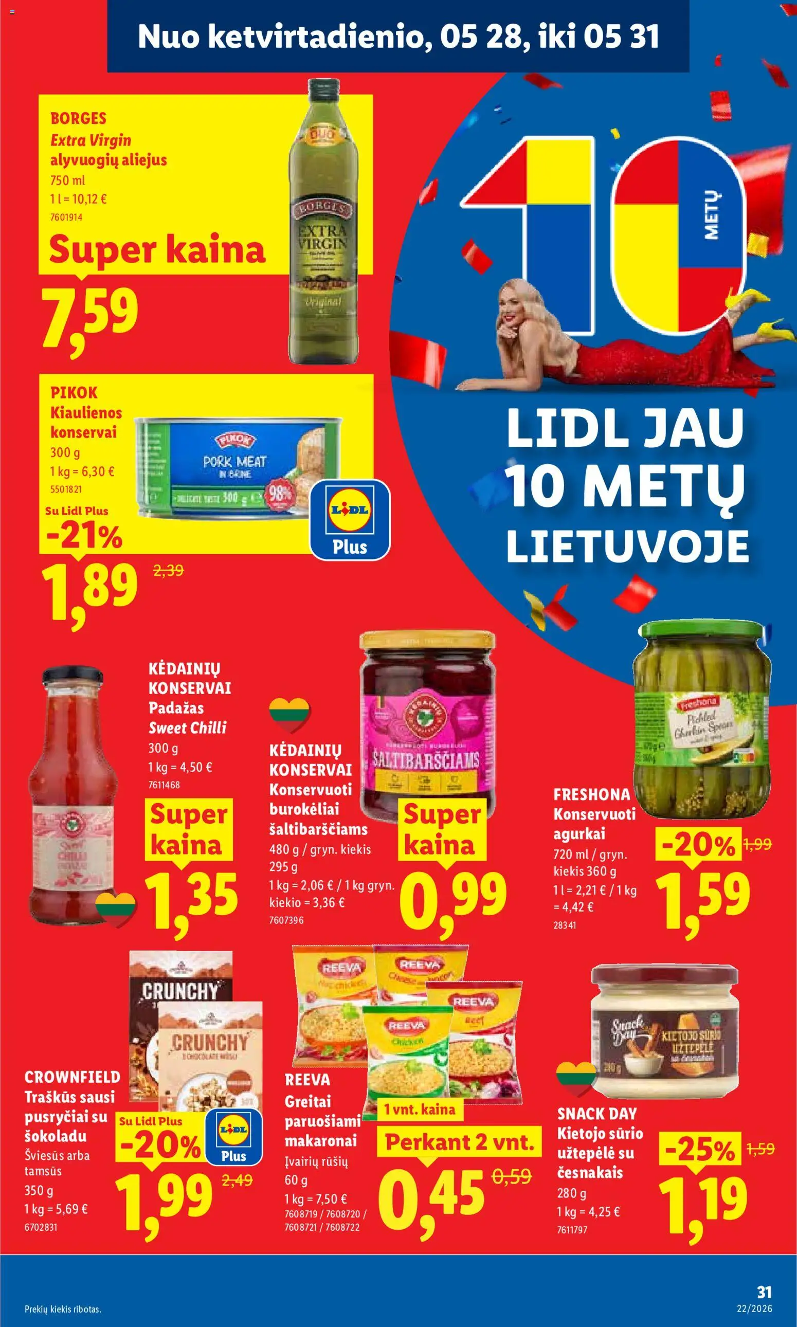 LIDL akcijos nuo 25.05.2026 | Puslapis: 23 | Prekių: Agurkai, Užtepėlė, Konservai, Makaronai